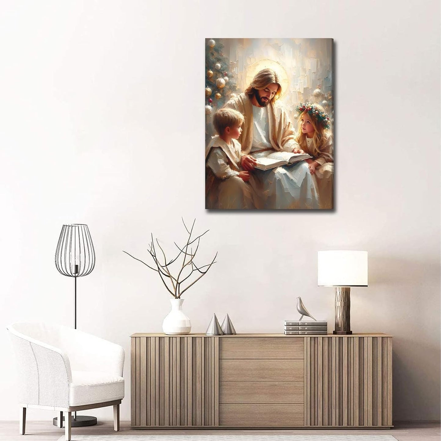 Lienzo de Jesús con niños, arte de pared de Jesús Jardín enseñando...