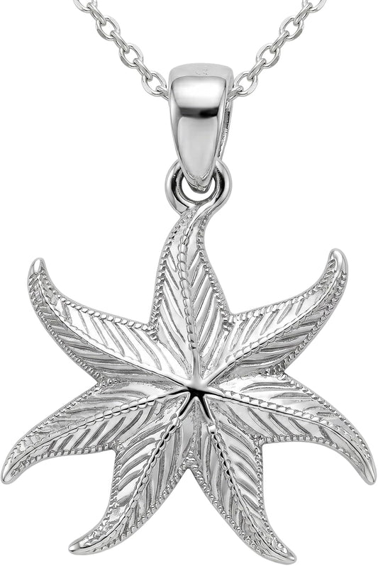LONAGO Collar de estrella de mar para mujer, plata de ley 925, coll...