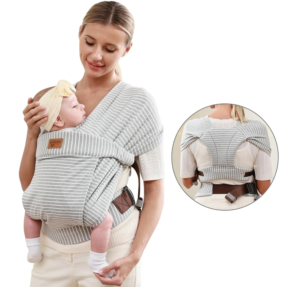 vrbabies Fulares portabebés para recién nacidos a niños pequeños, c...