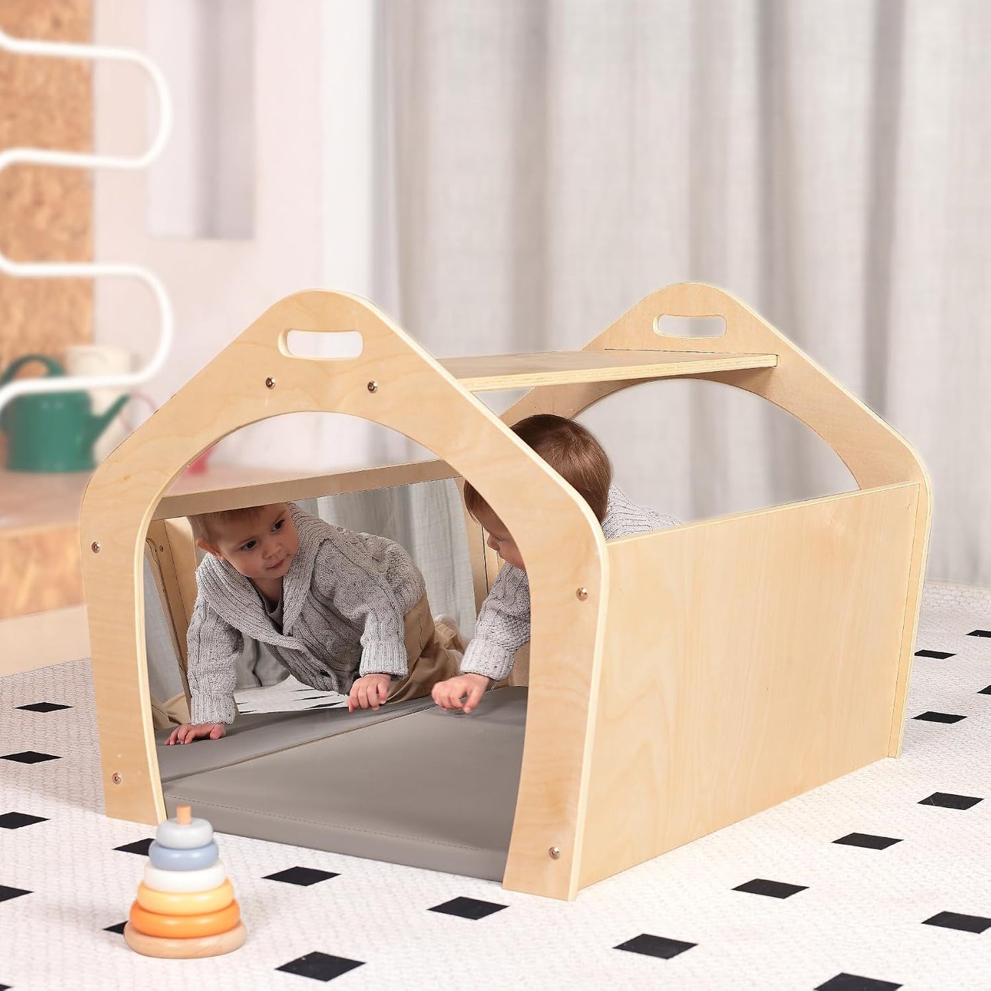 KRAND Casa de juegos Montessori, juguete de gateo para bebé con 2 e...
