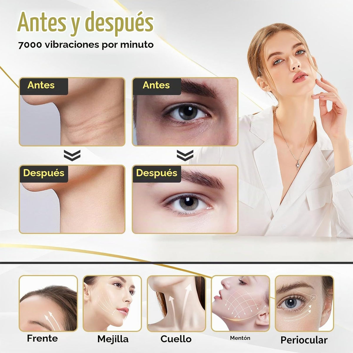 Dispositivo de terapia de luz facial, basado en LED de triple acció...