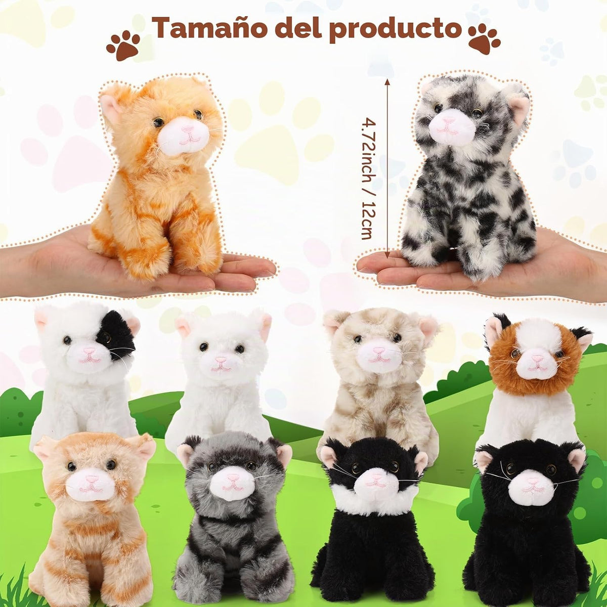 Lenwen 10 piezas de animales de peluche de gato a granel suave gati...