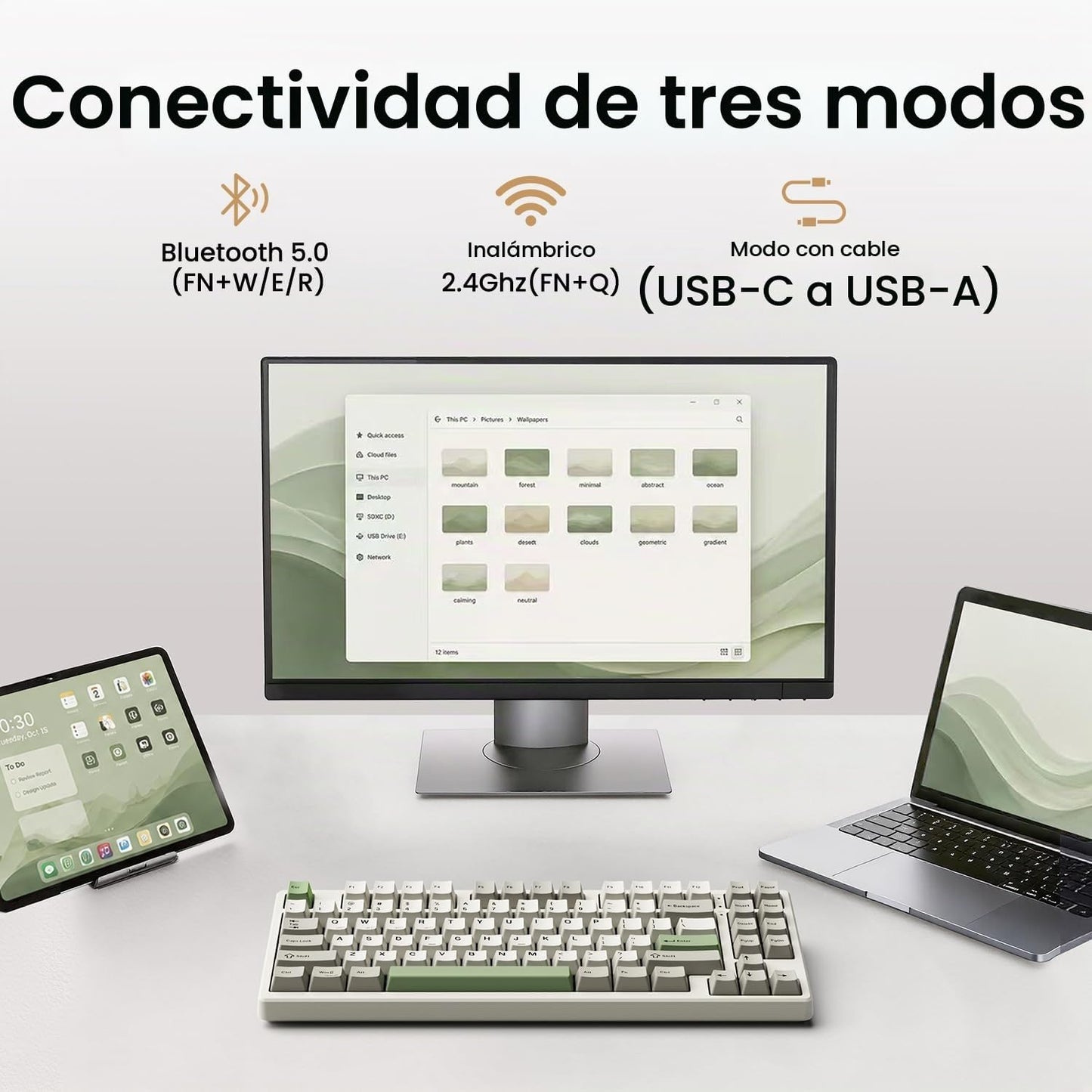 Kisnt Teclado mecánico inalámbrico KN85, diseño del 75%, Bluetooth\...