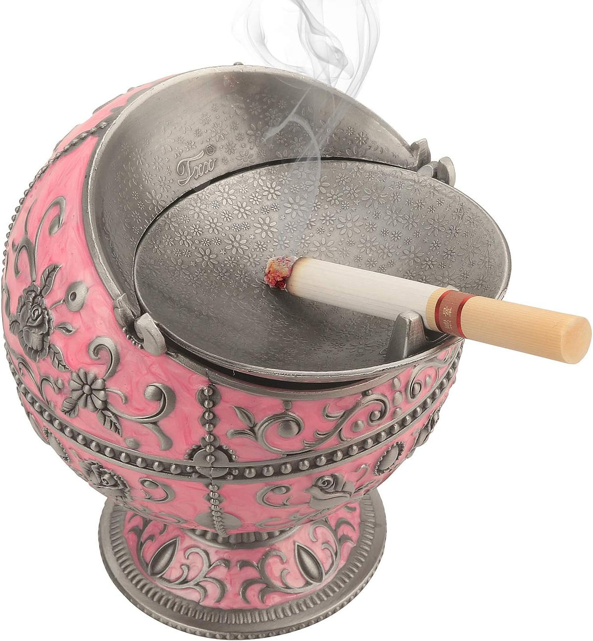 Cenicero resistente al viento con tapa para cigarrillos, de metal,...