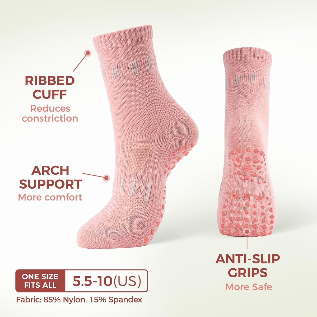 FITFEL 5 pares de calcetines de pilates, calcetines de yoga con emp...