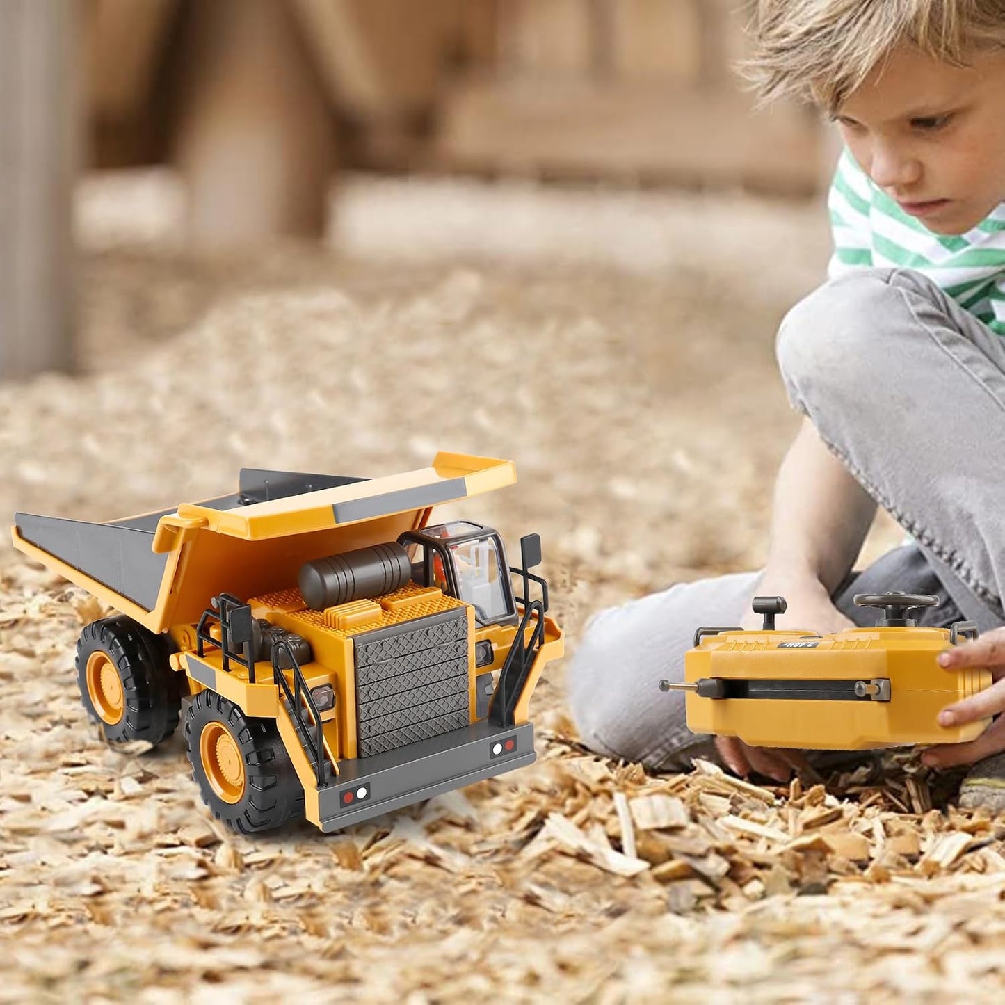 PREPOP Camión volquete RC para niños, camión de construcción a cont...
