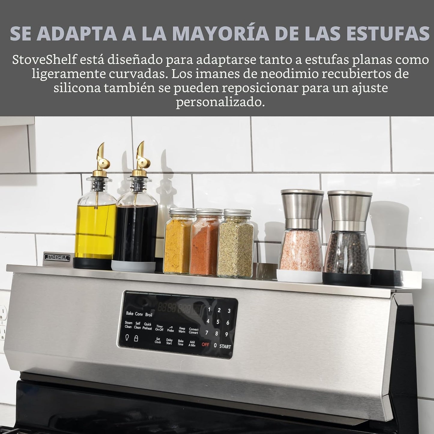 StoveShelf Estante magnético de acero inoxidable de 30 pulgadas de...