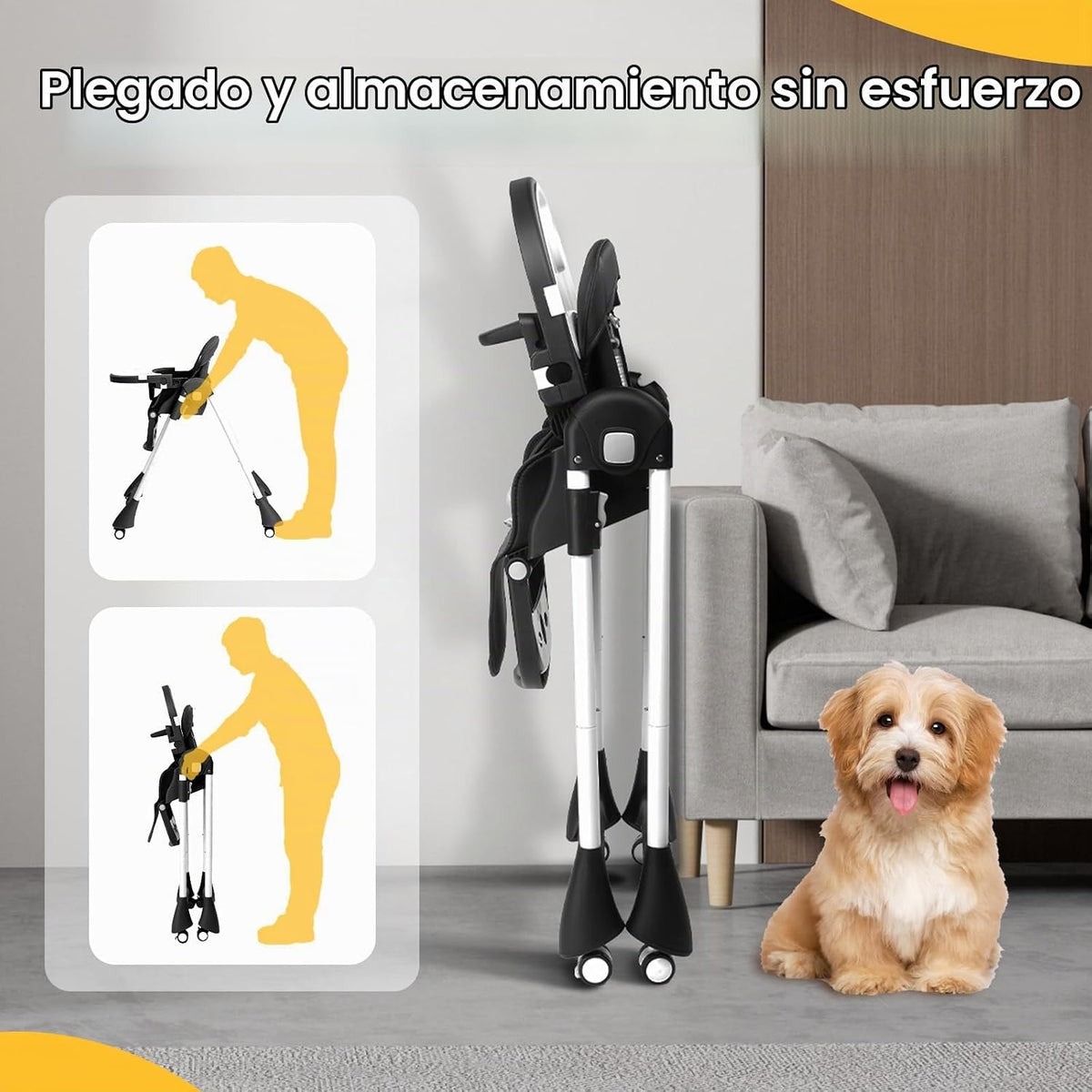 JOYMOR Trona plegable para bebé, Trona convertible 4 en 1 para come...