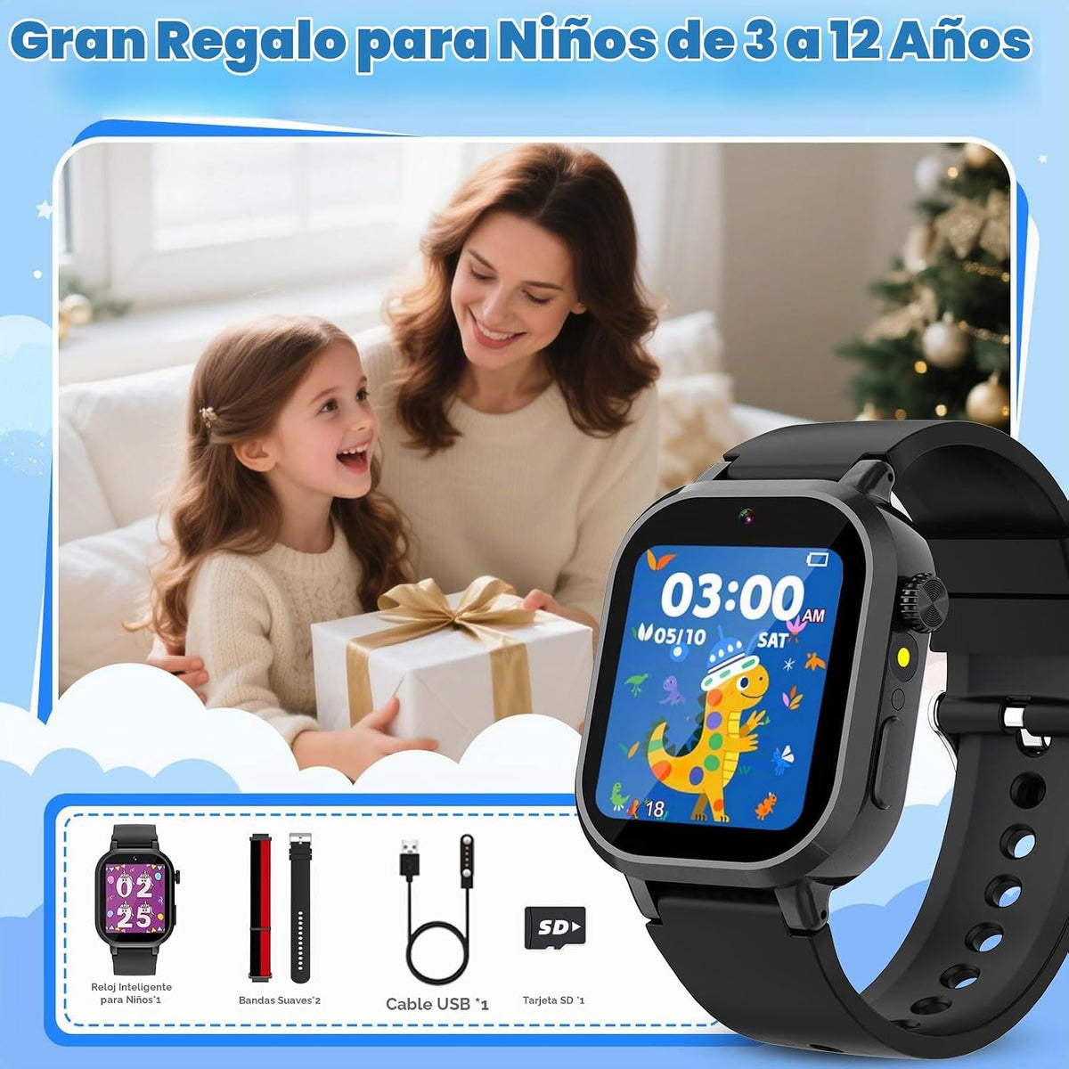 Wiszodet Reloj inteligente impermeable para niños, regalo para niño...