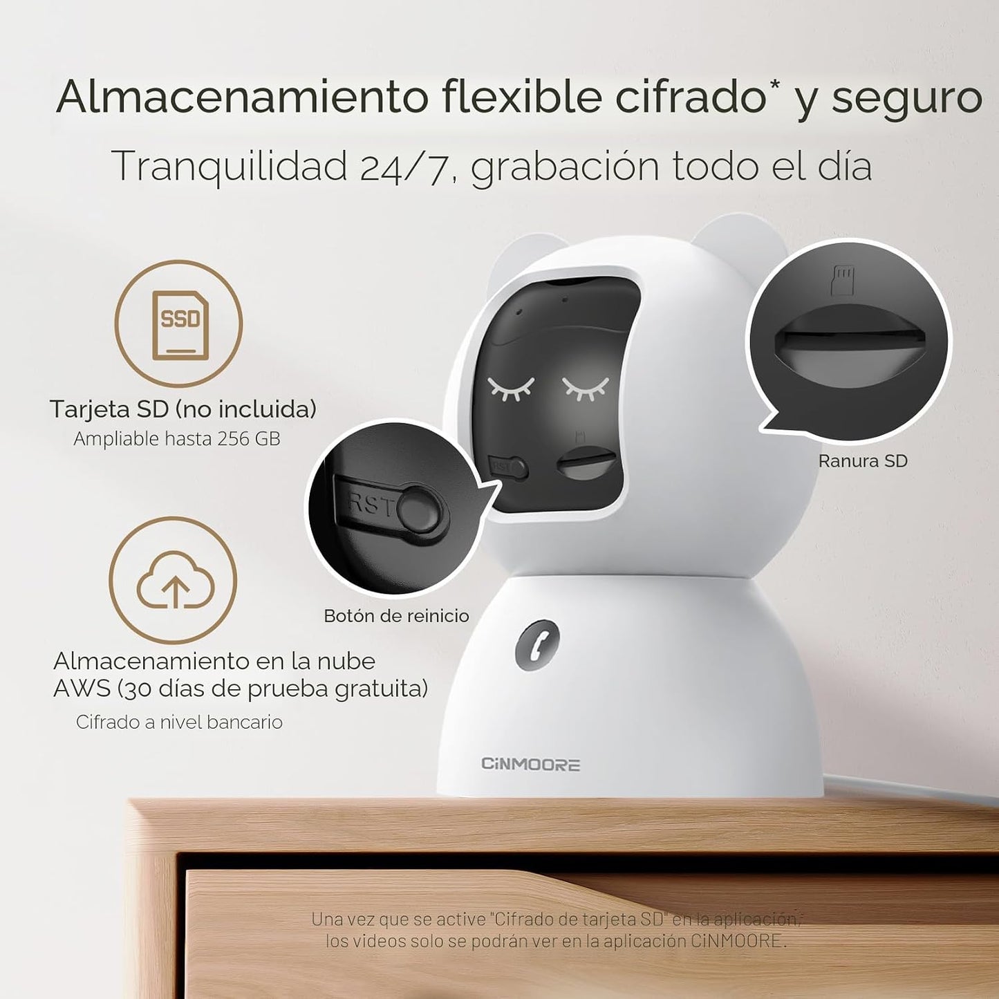 CINMOORE Cámara de seguridad interior de 2.5 K, 4 unidades, detecci...