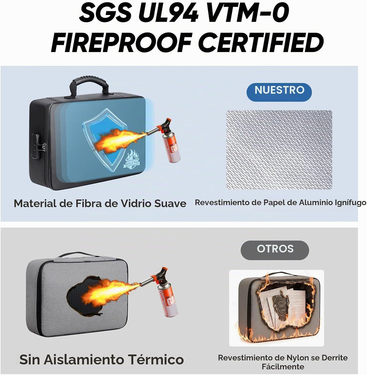 BALEINE Caja de Documentos Ignífuga con Cerradura, Bolsa de Documen...