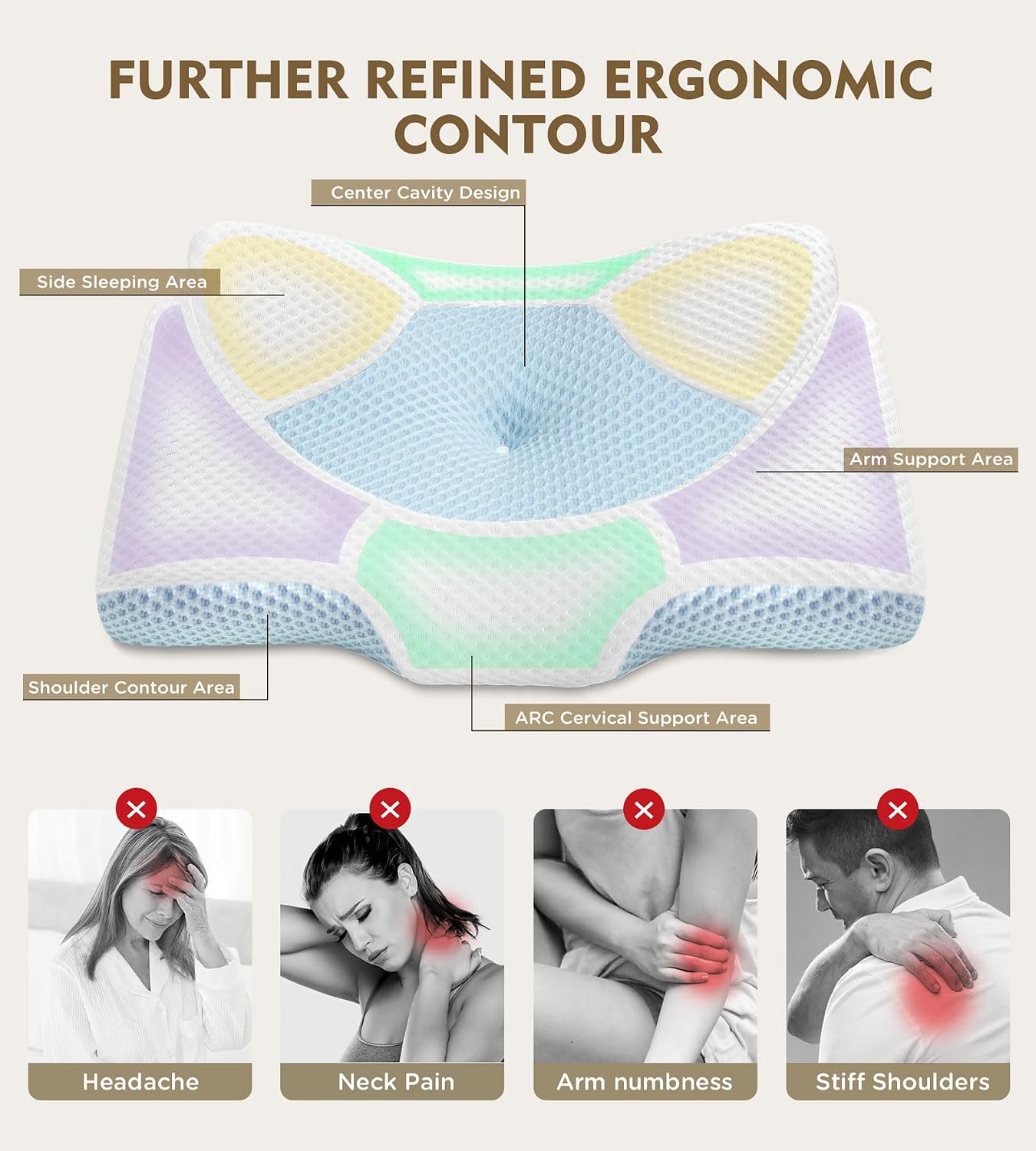 Osteo Almohada cervical para aliviar el dolor de cuello, diseño hue...
