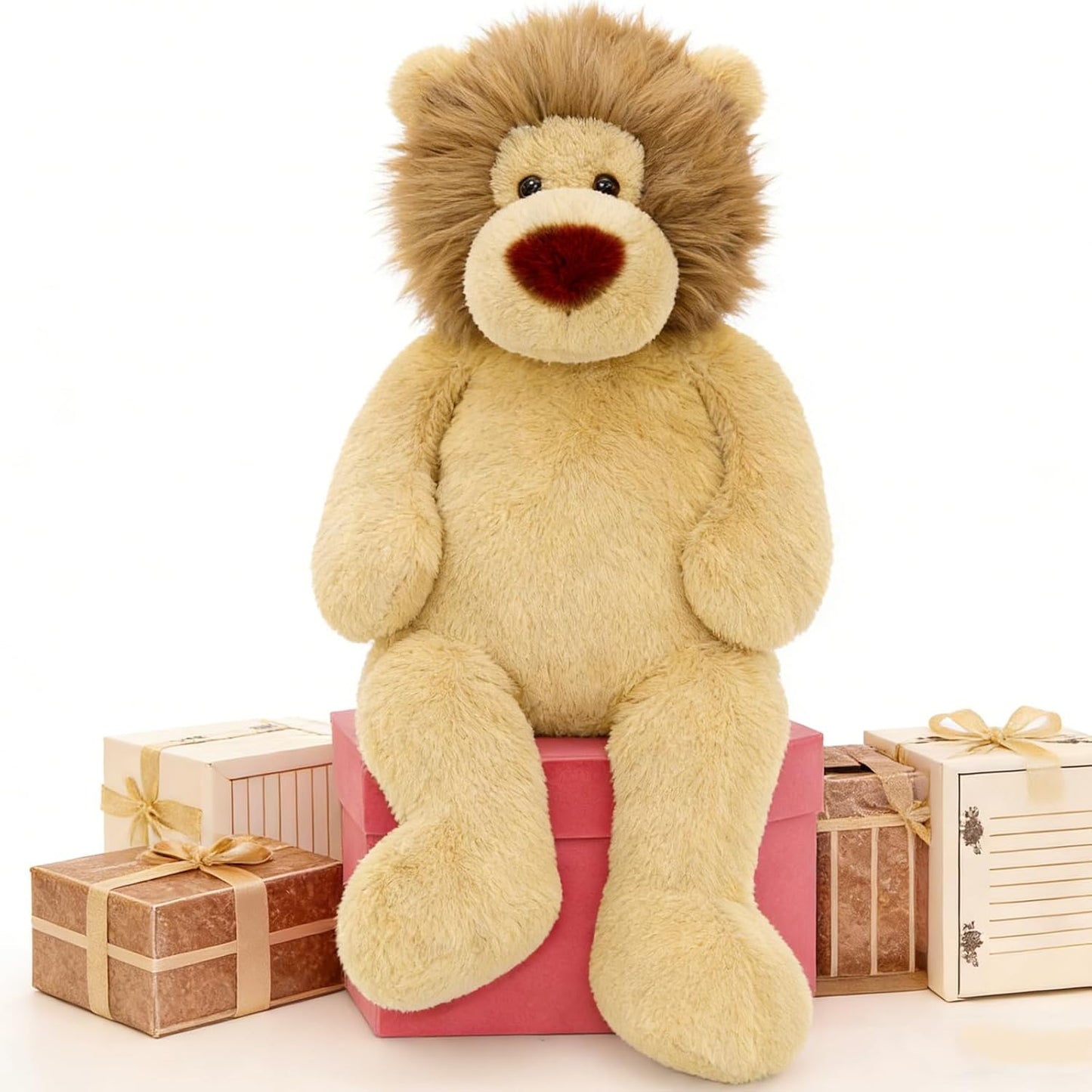 Tezituor Peluche de león gordo gigante de 4.3 pies, juguete de pelu...