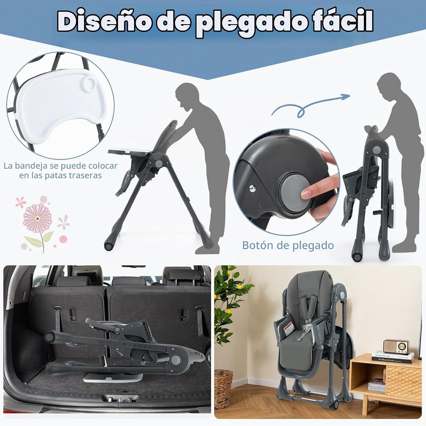 BABY JOY Silla alta convertible para bebés y niños pequeños, altura...