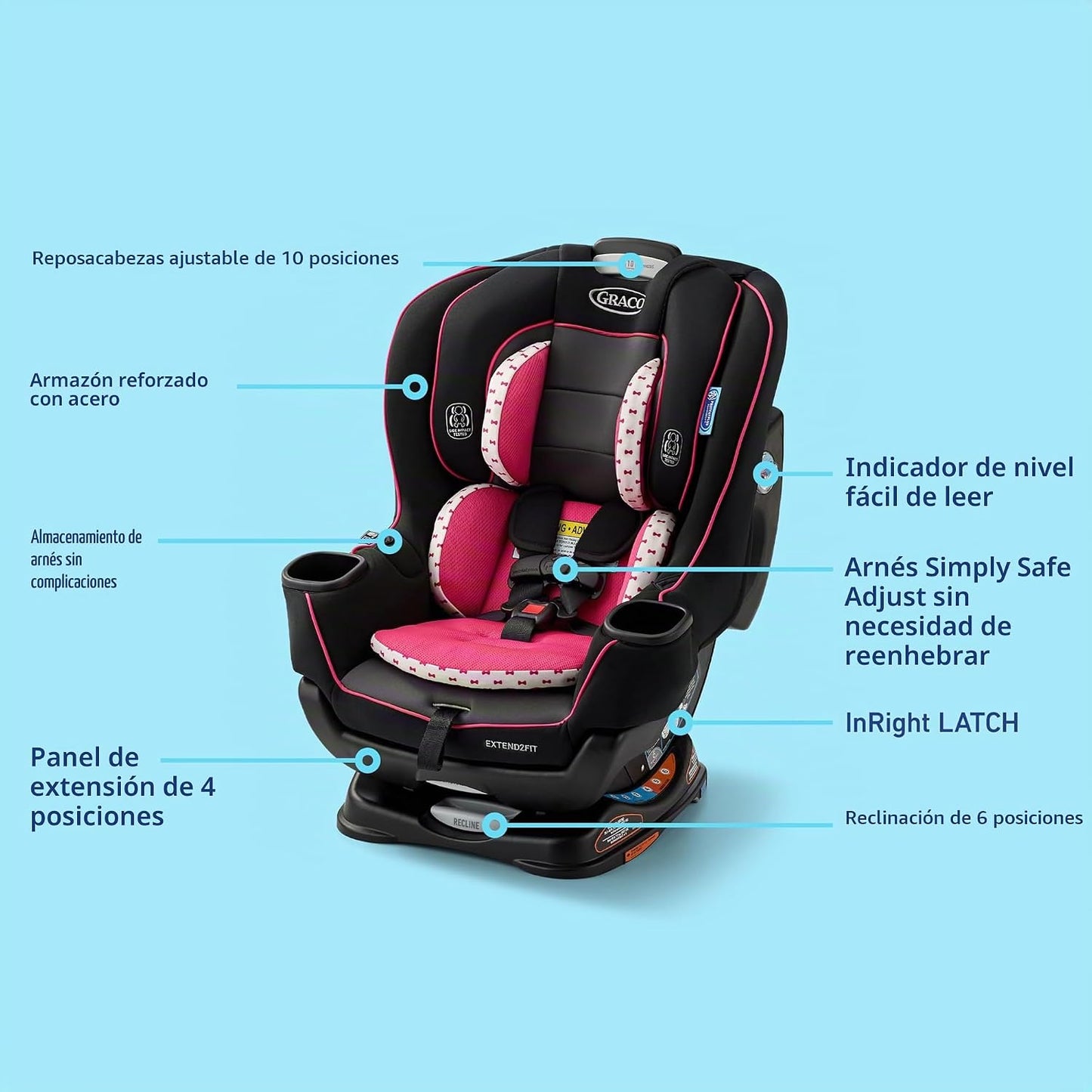Asiento de auto convertible Graco Extend2Fit para bebé, orientación...