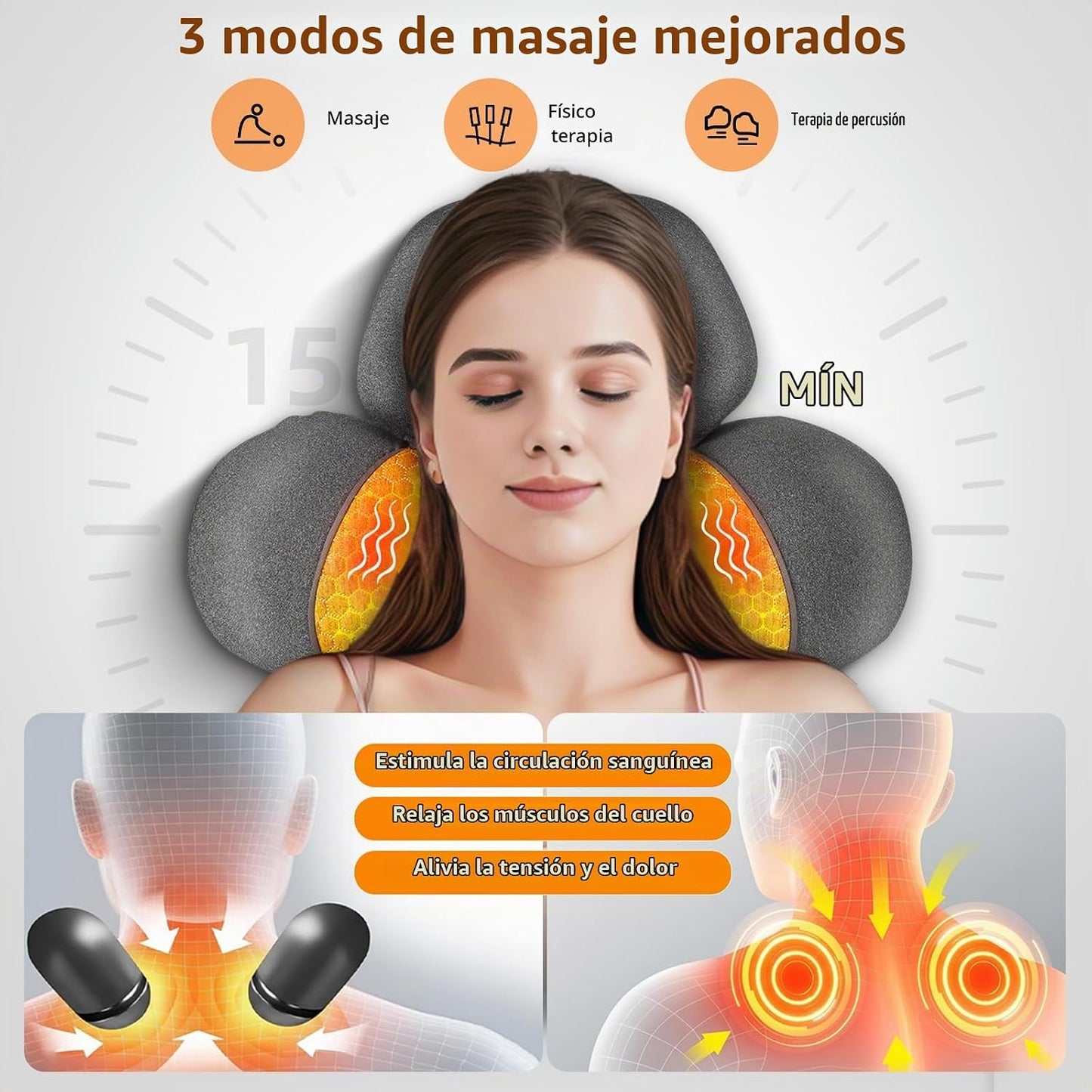 Upalled Almohada masajeadora de cuello con calefacción inalámbrica...