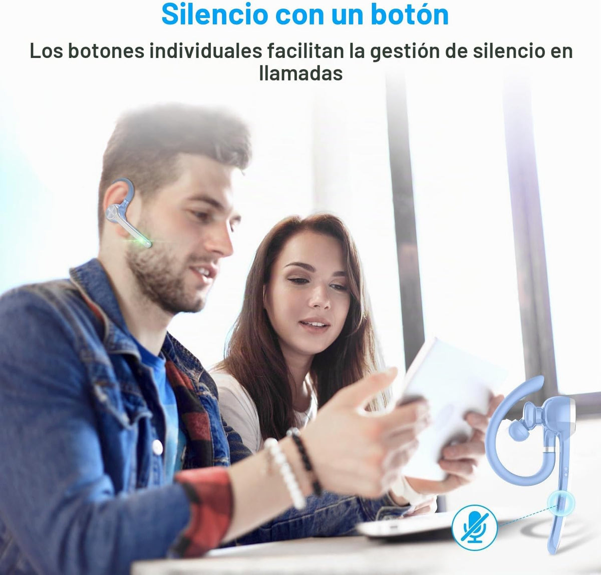 HEIBAS Auriculares Bluetooth, auricular Bluetooth inalámbrico con e...