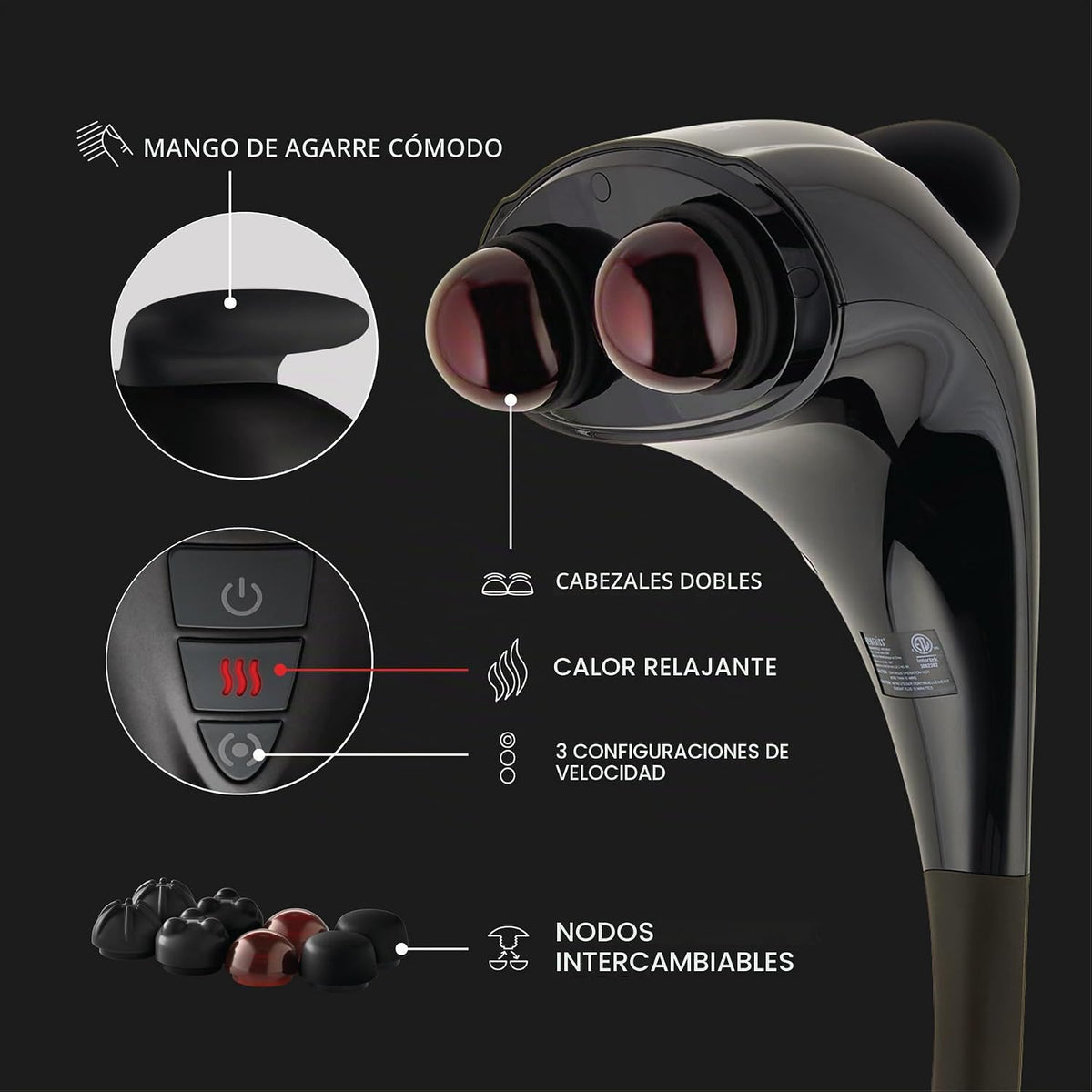 HoMedics Masajeador de doble nodo Twin Percussion Pro con calor | M...