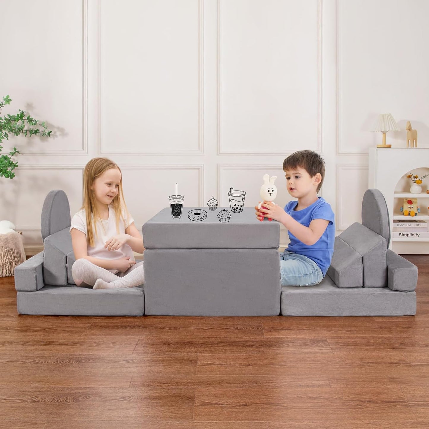 snow mini Sofá modular de juego para niños, 15 piezas, juego de sof...