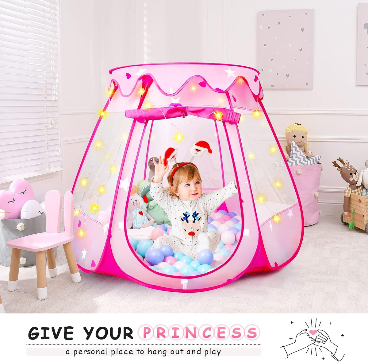 Tienda de campaña de princesa para niñas y niños, tienda de campaña...