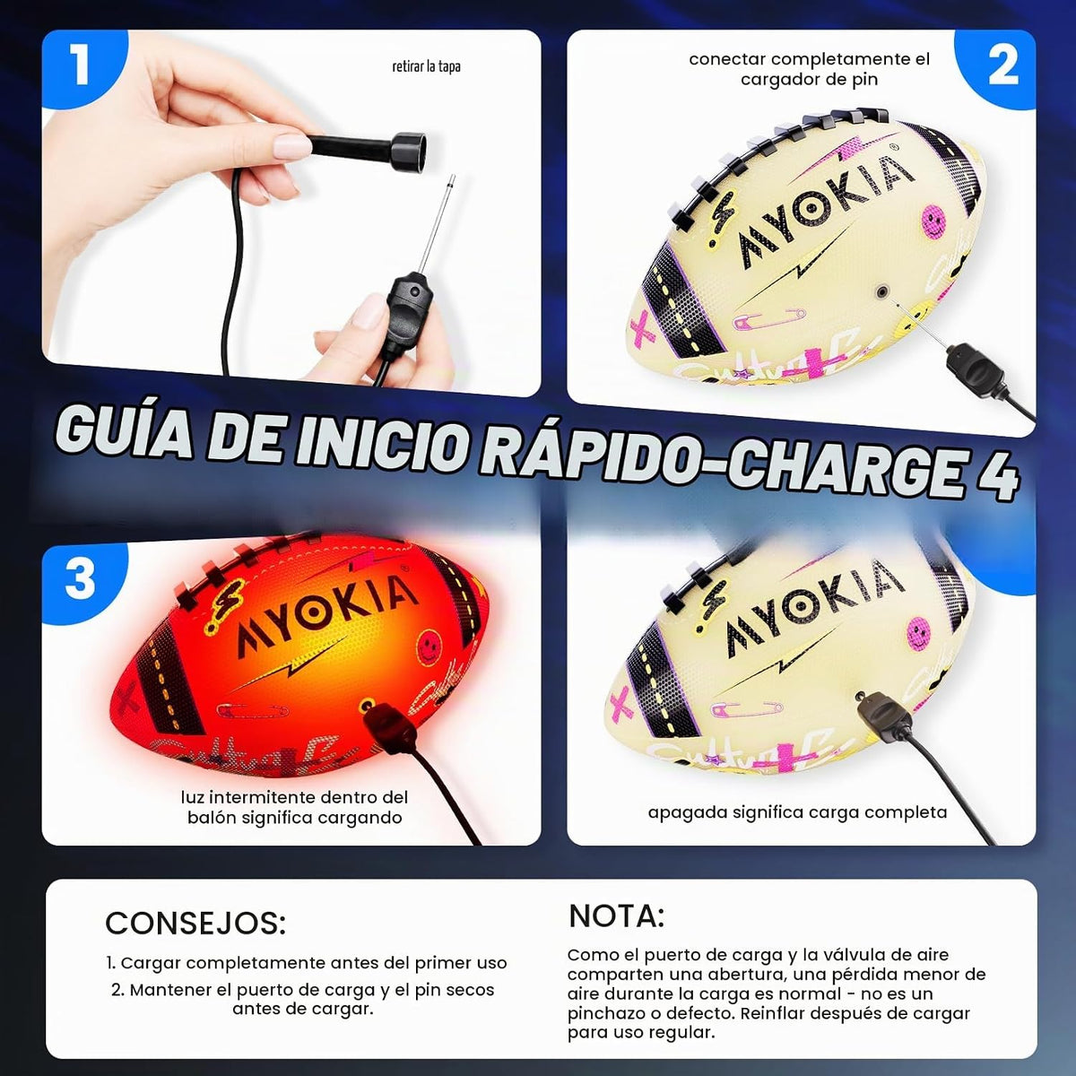 MYOKIA Balón de fútbol que brilla en la oscuridad, regalo de cumple...