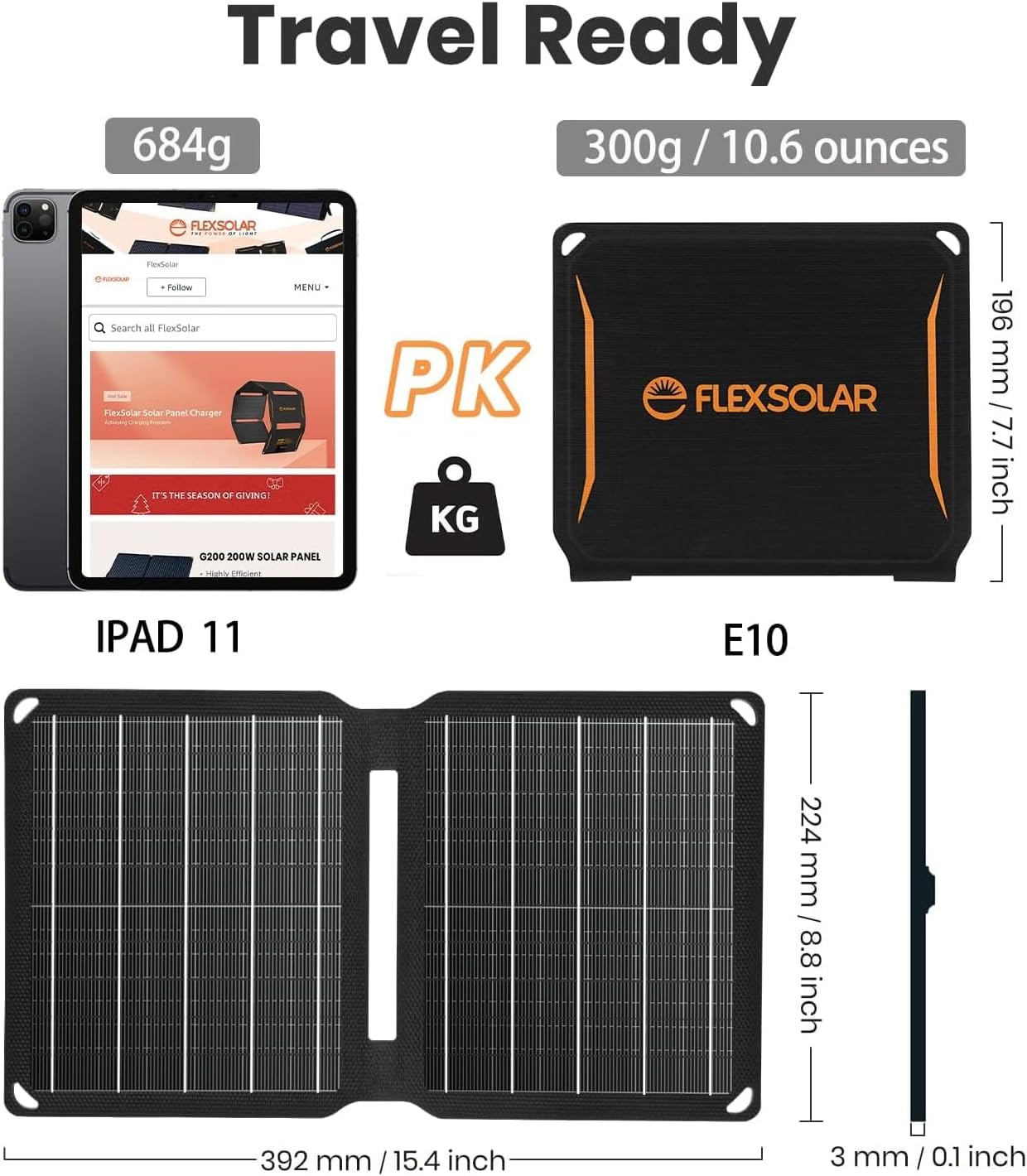 FlexSolar 10W Cargadores solares portátiles 5V USB pequeños, panele...