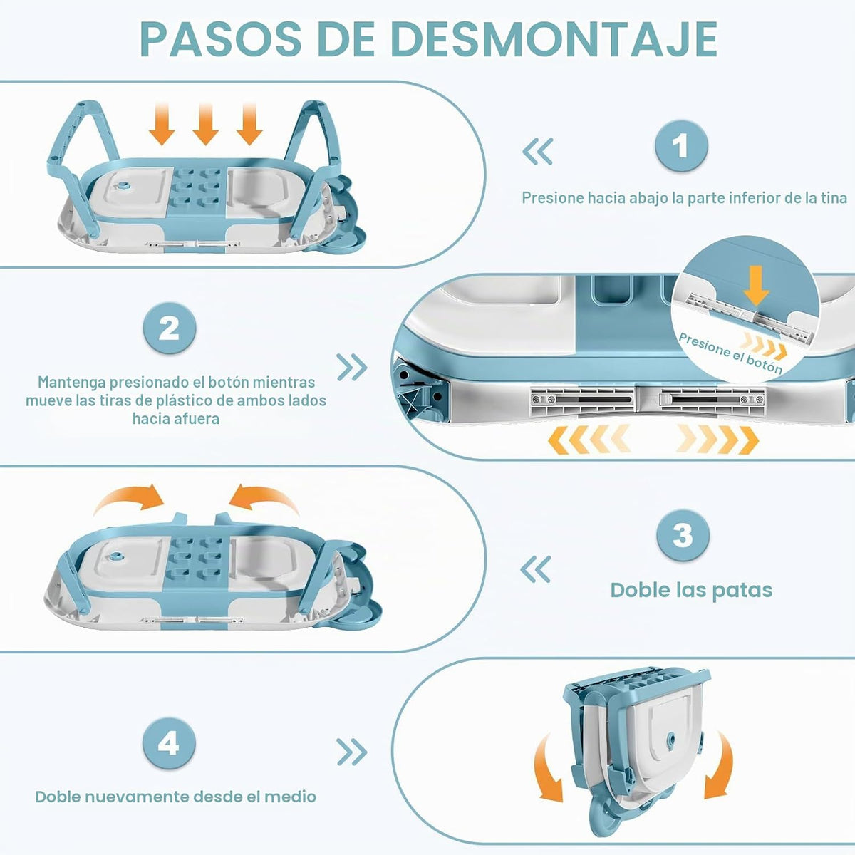 MoreFeel Bañera plegable para bebé recién nacido con termómetro y 1...