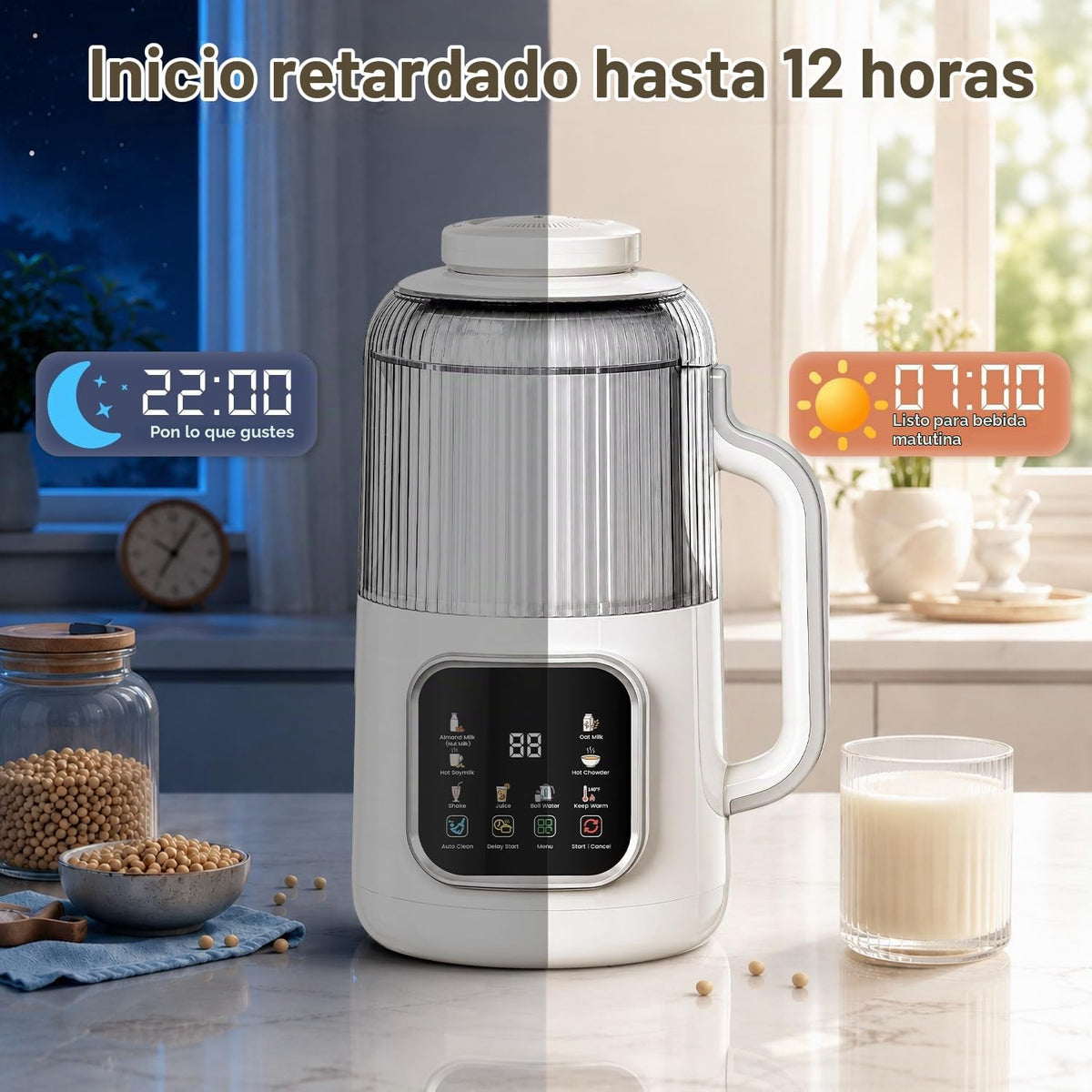 Flelano Máquina eléctrica de leche de nuez de 46 onzas, máquina de...