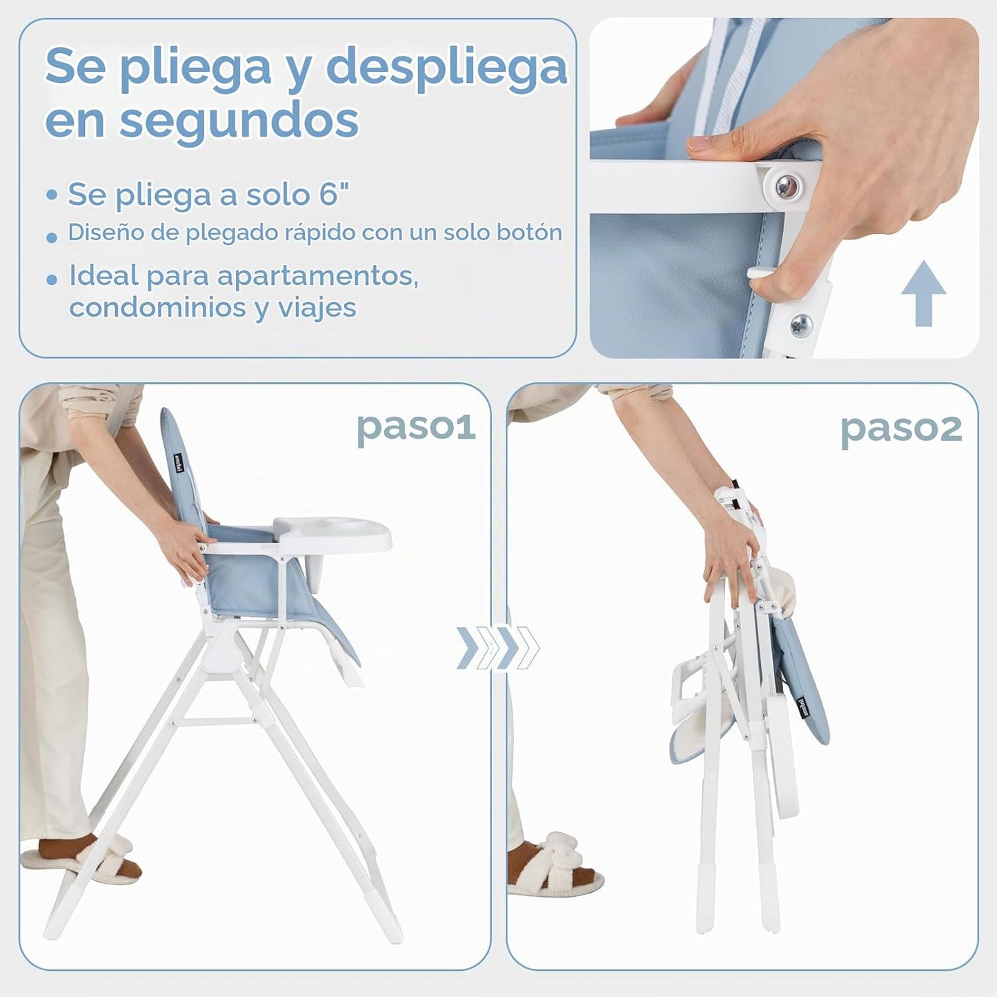 INFANS Silla alta para bebés, silla alta plegable portátil para beb...