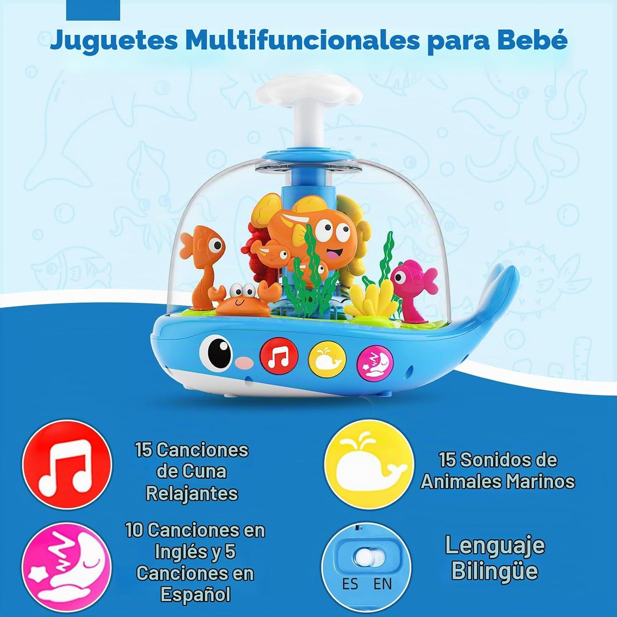 Juguetes para bebés de 6 a 12 a 18 meses: juguete musical con luz d...