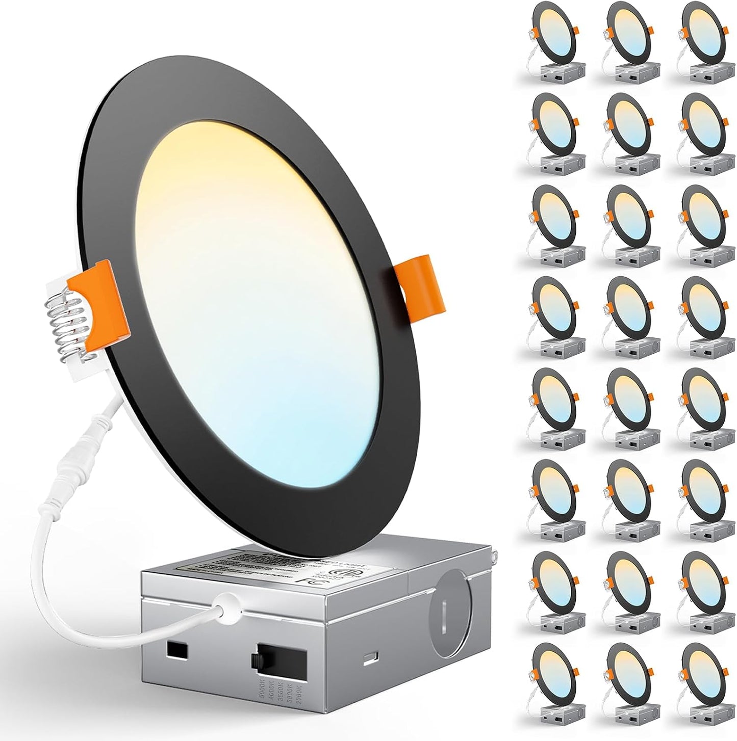 CHARKEE Paquete de 24 luces LED empotrables ultrafinas de 6 pulgada...