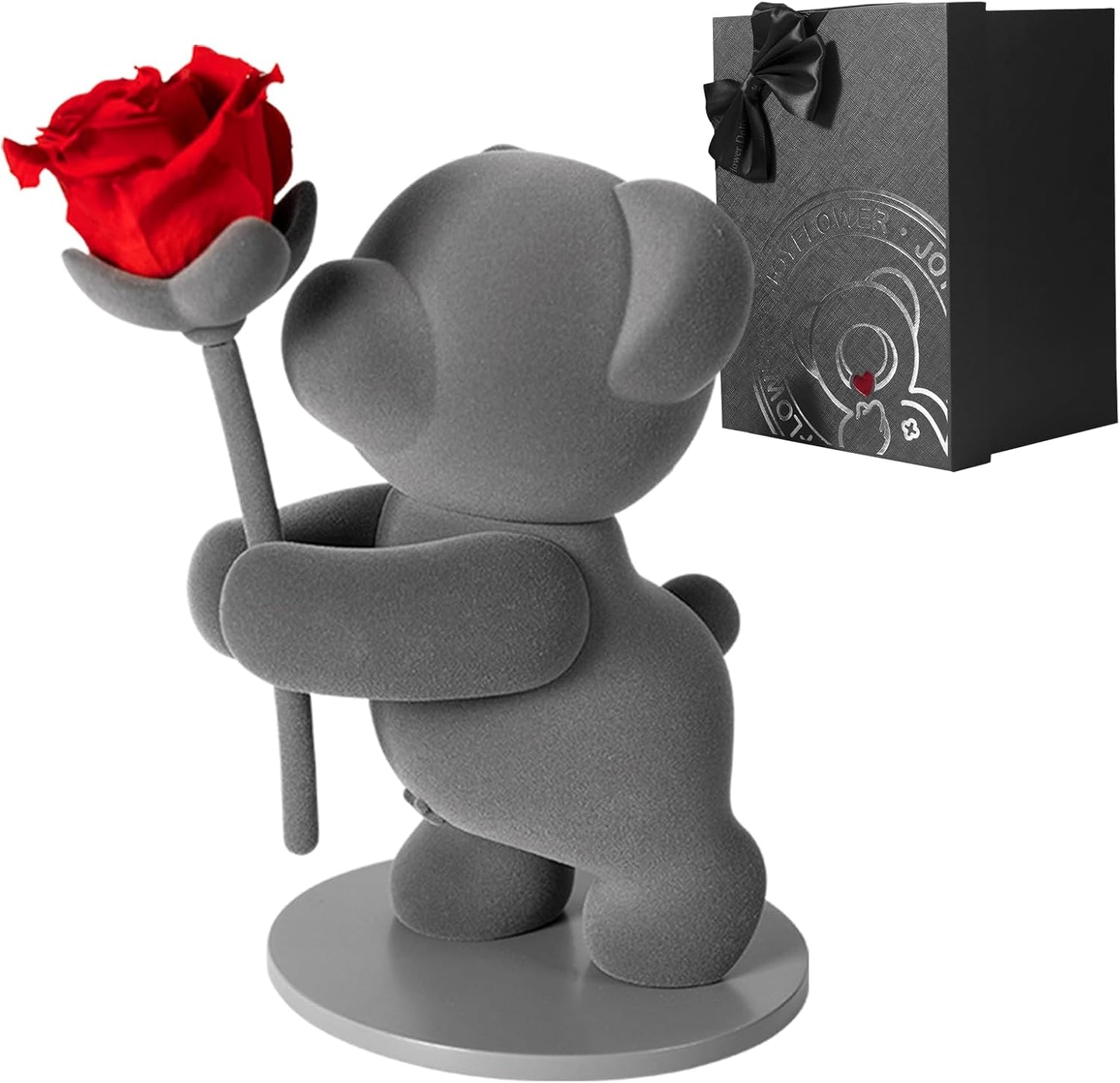 JoyFlower - Flores preservadas con lindo oso de peluche, regalo rom...