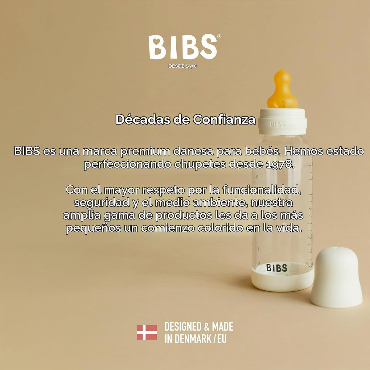 BIBS Biberón de cristal, 8.12 onzas, paquete de 1, pezón de goma na...