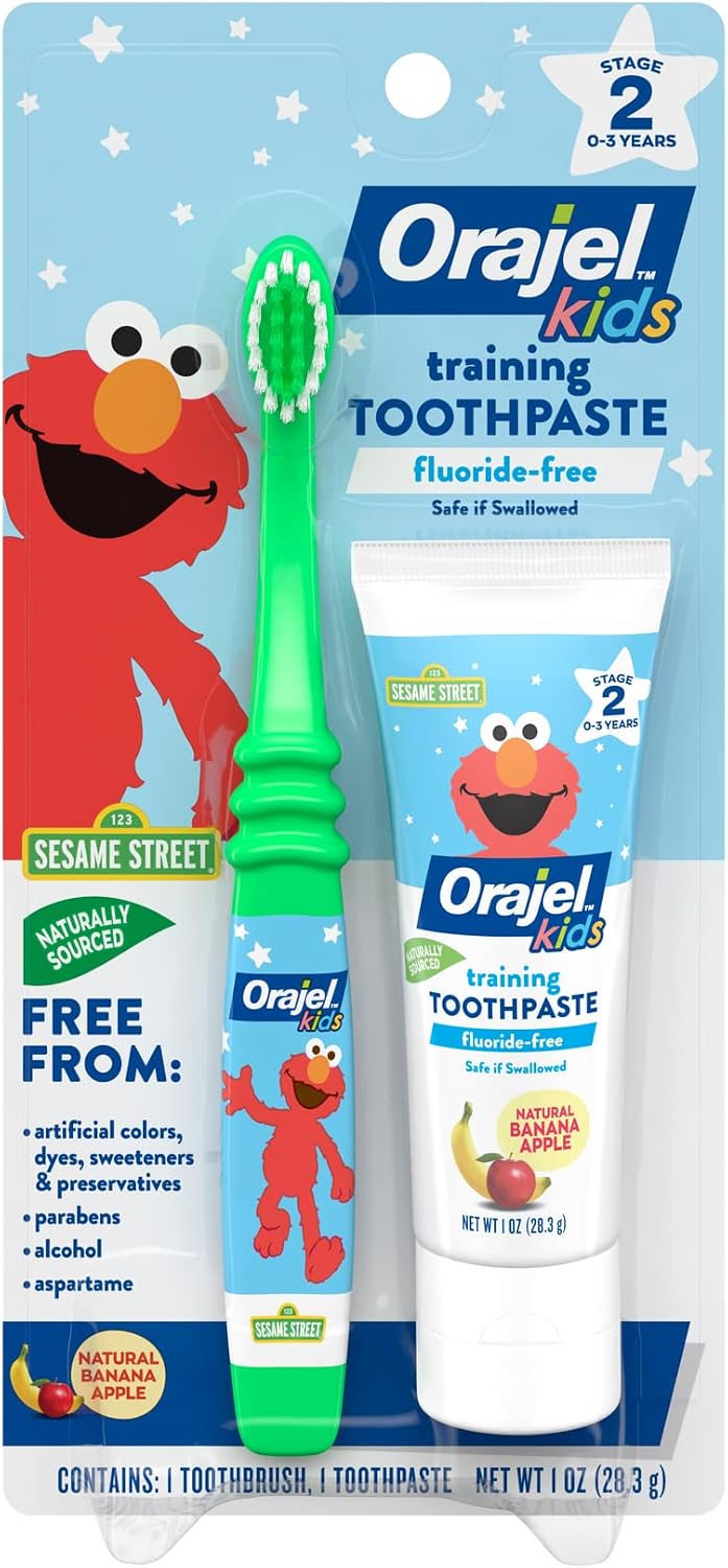 Orajel Elmo - Limpiador de dientes y encías sin flúor con cepillo d...
