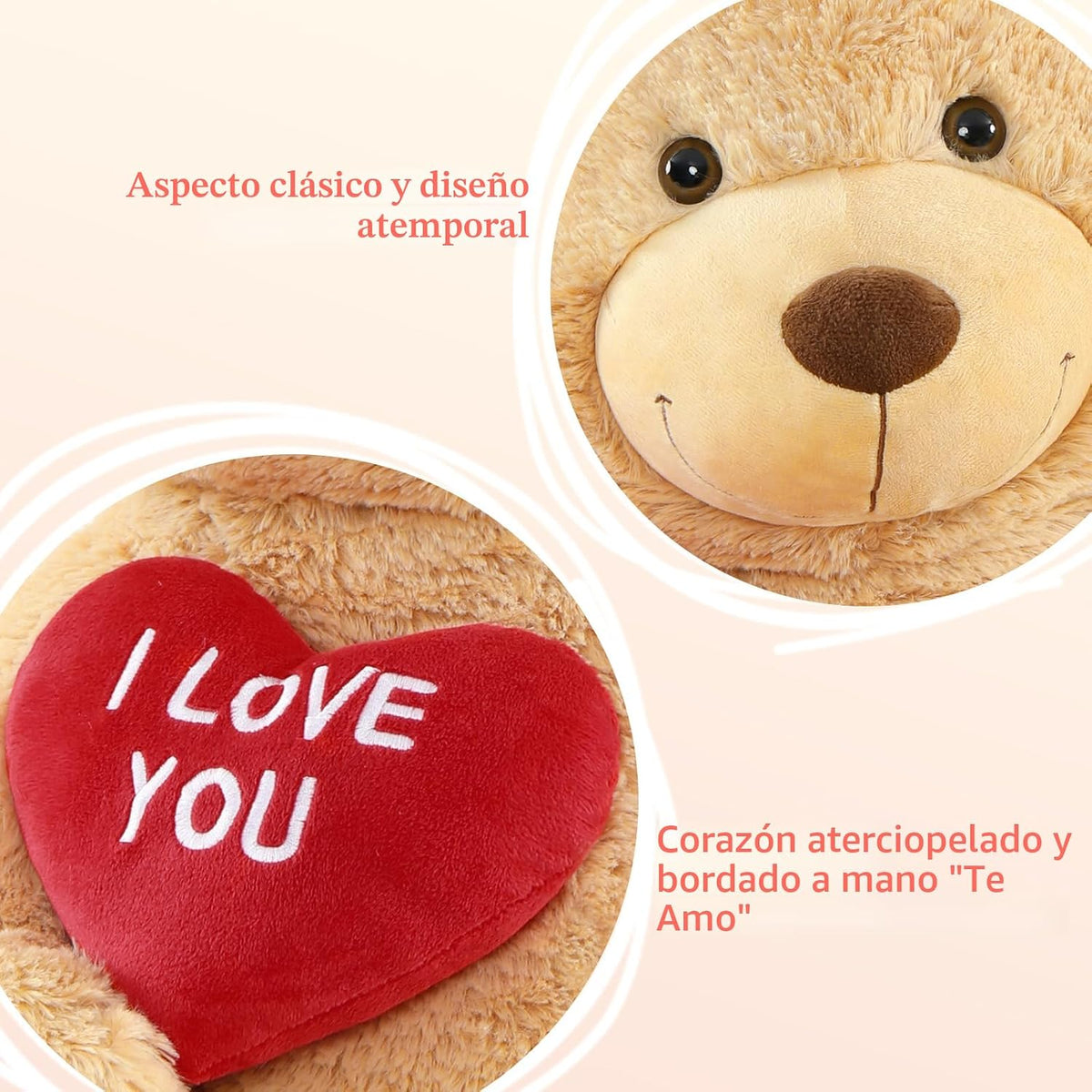 BENINY Oso de Peluche Gigante de Corazón Rojo de 6 pies, Animales d...