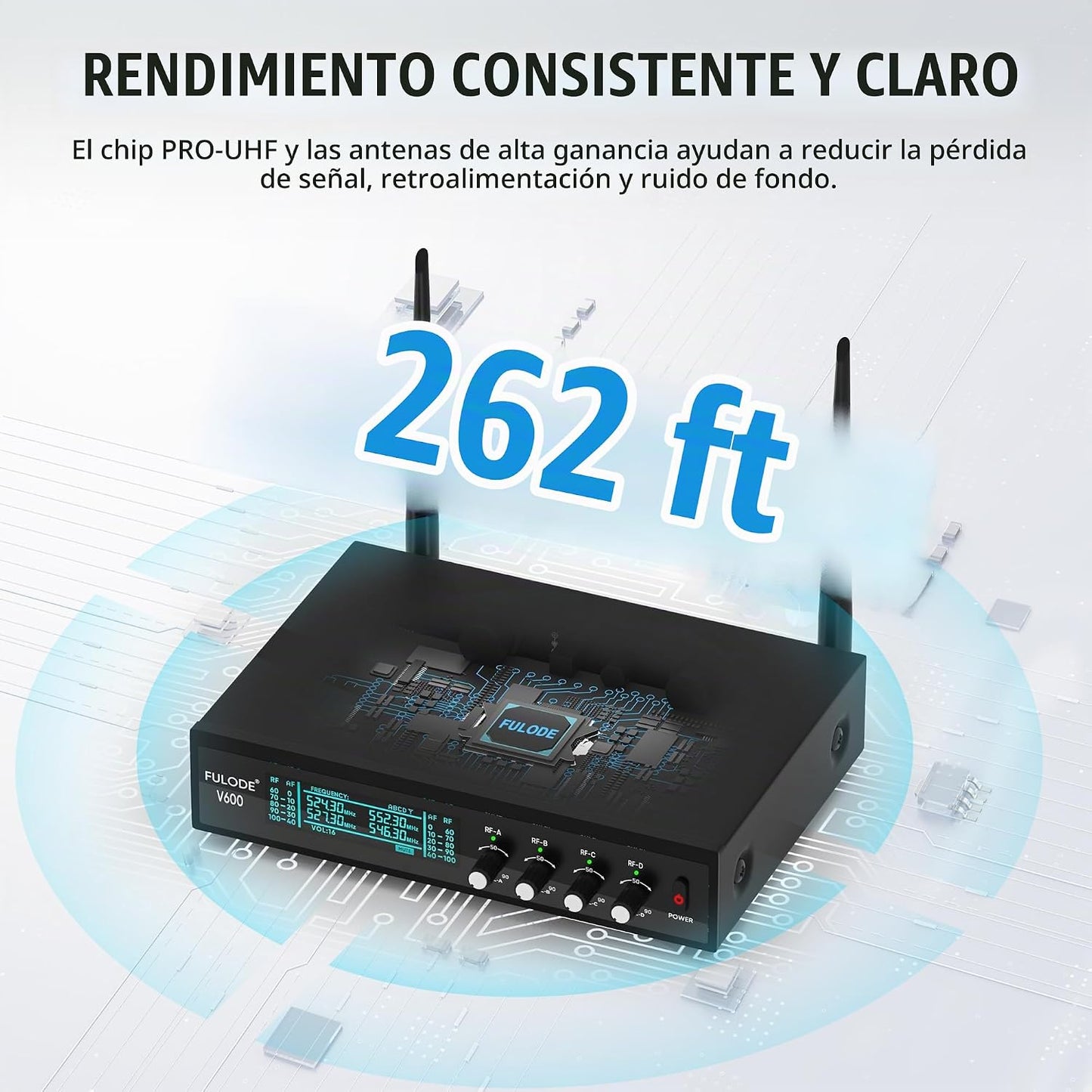 FULODE Micrófonos de solapa Sistema de micrófono inalámbrico UHF de...