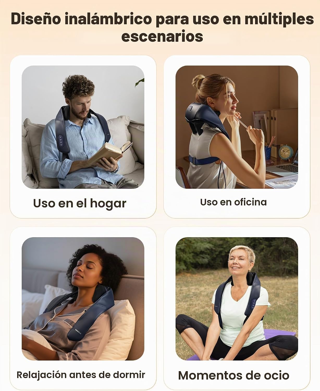 Beleduc Masajeador de cuello inalámbrico con calor, HSA elegible pa...