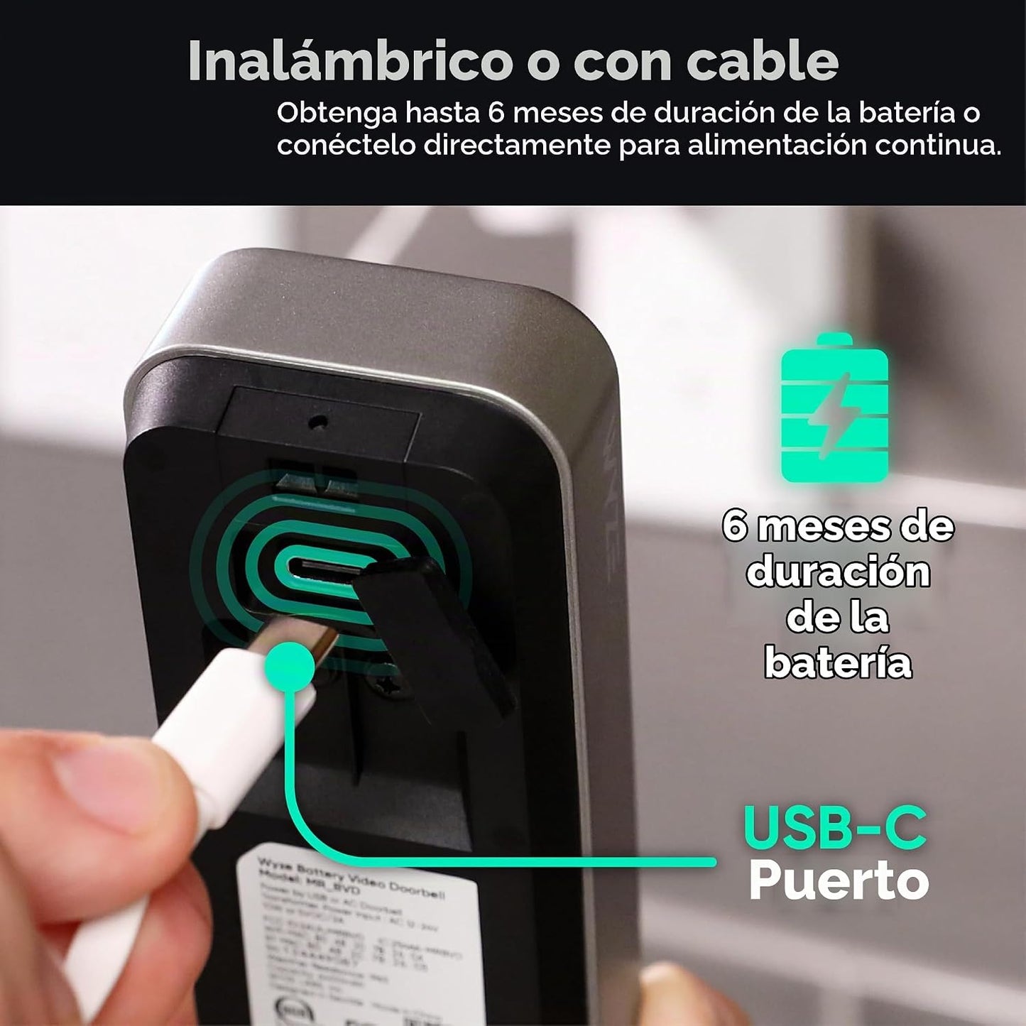 Wyze Timbre de video con batería, cámara inalámbrica, 1536 x 1536 H...