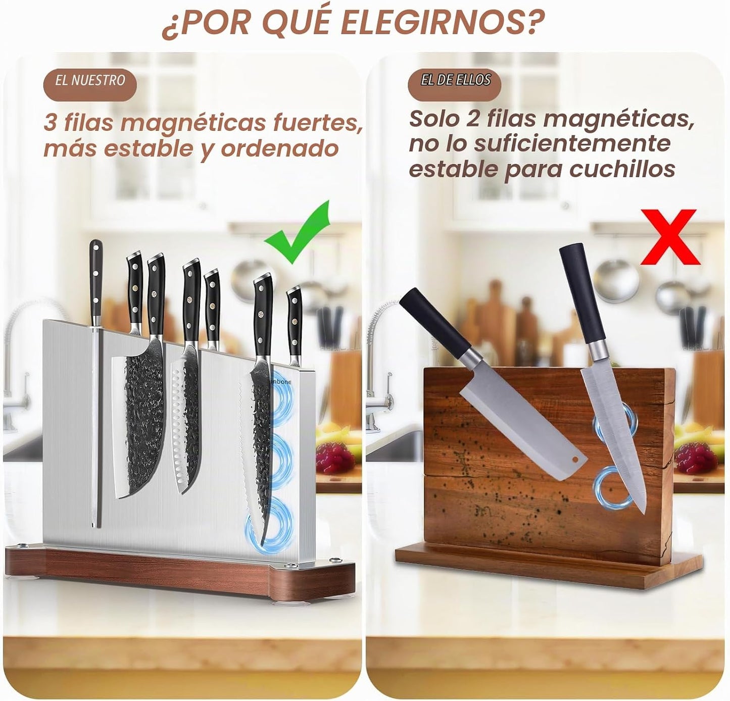 Nanbone Bloque magnético para cuchillos sin cuchillos, soporte magn...
