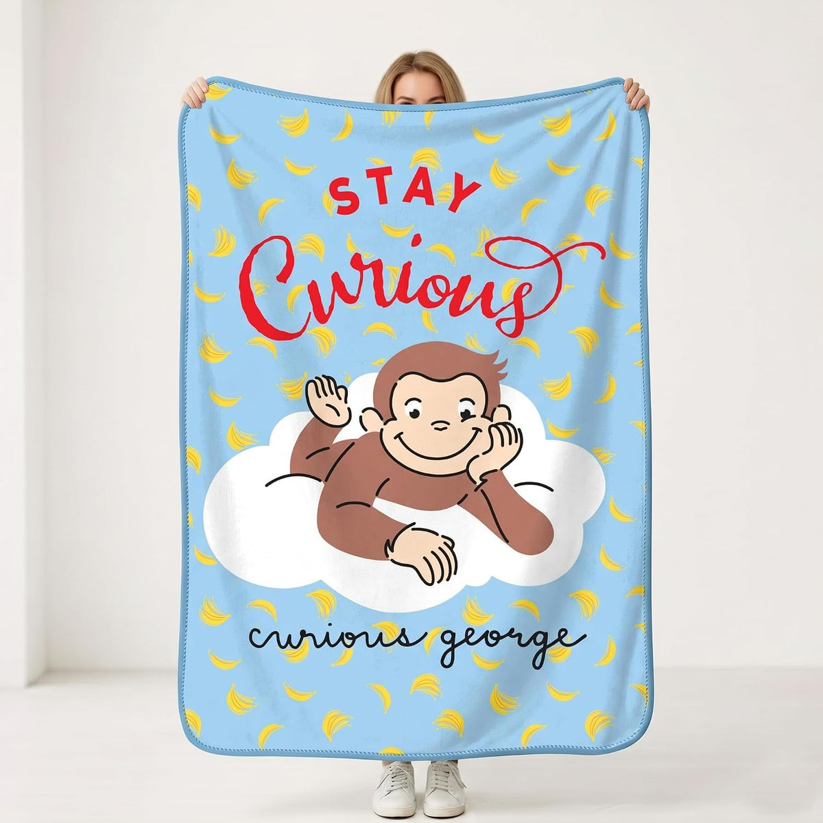 Silver Buffalo Curious George, manta de forro polar, 45 x 60 pulgad...