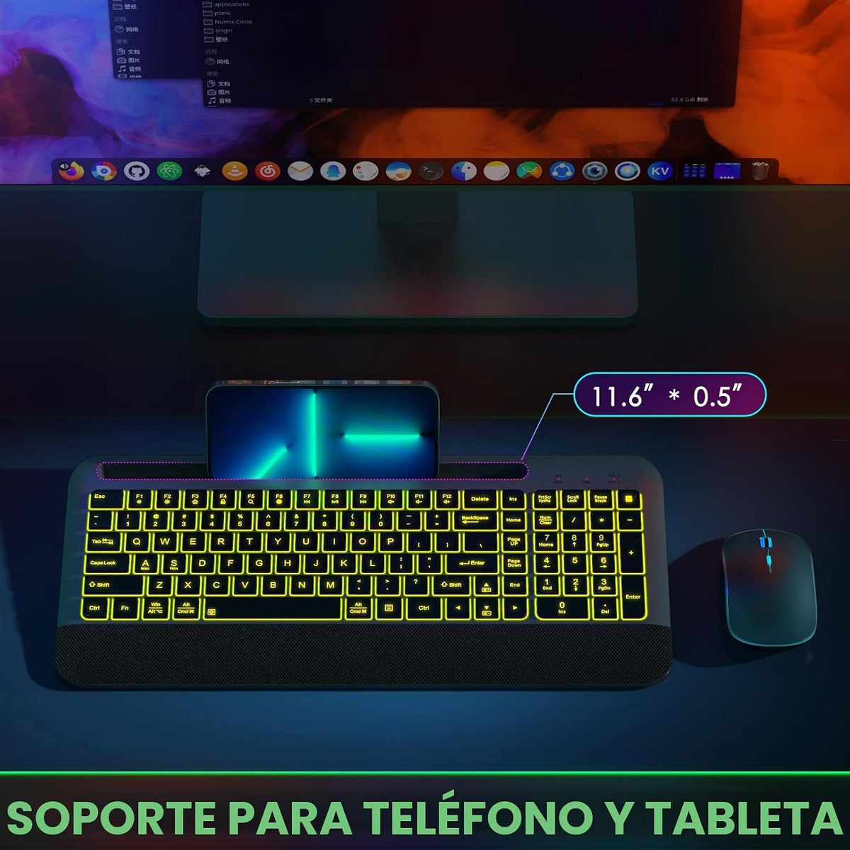 JOYACCESS Silent - Juego de mouse y teclado inalámbrico con retroil...