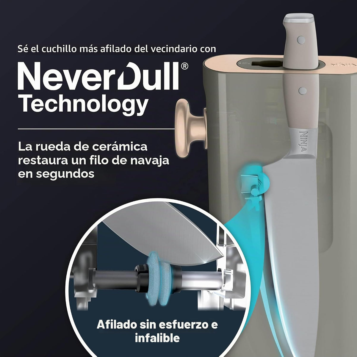 Ninja NeverDull® - Juego de cuchillos de acero inoxidable alemán de...