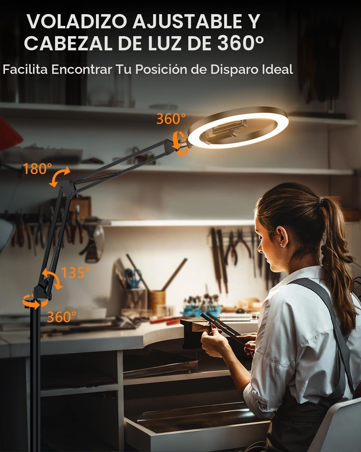 Trípode de luz de anillo de 10 pulgadas para iPhone, soporte de mon...