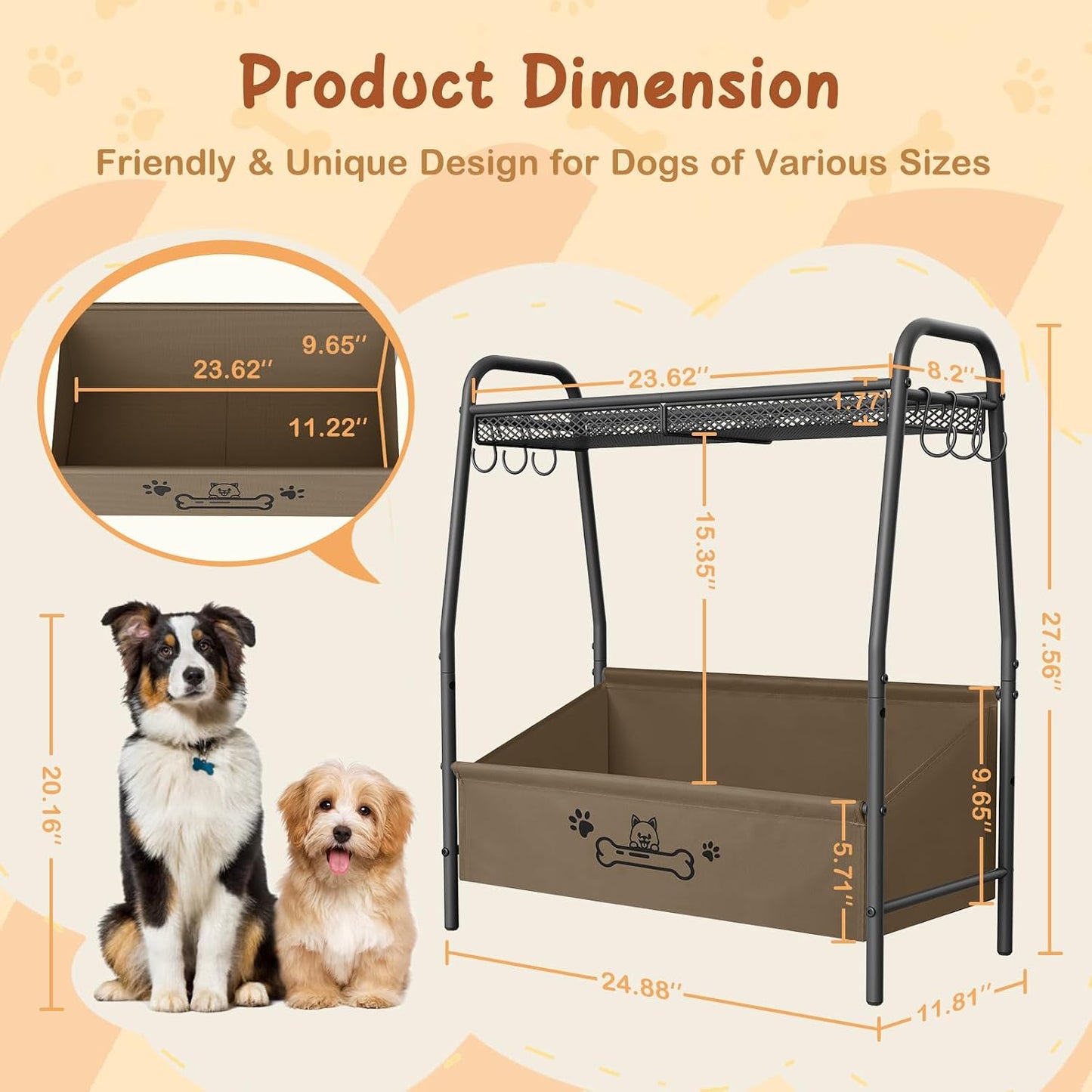 Lomivra Cesta grande de juguetes para perros (23.6 x 11.2 x 9.7 pul...