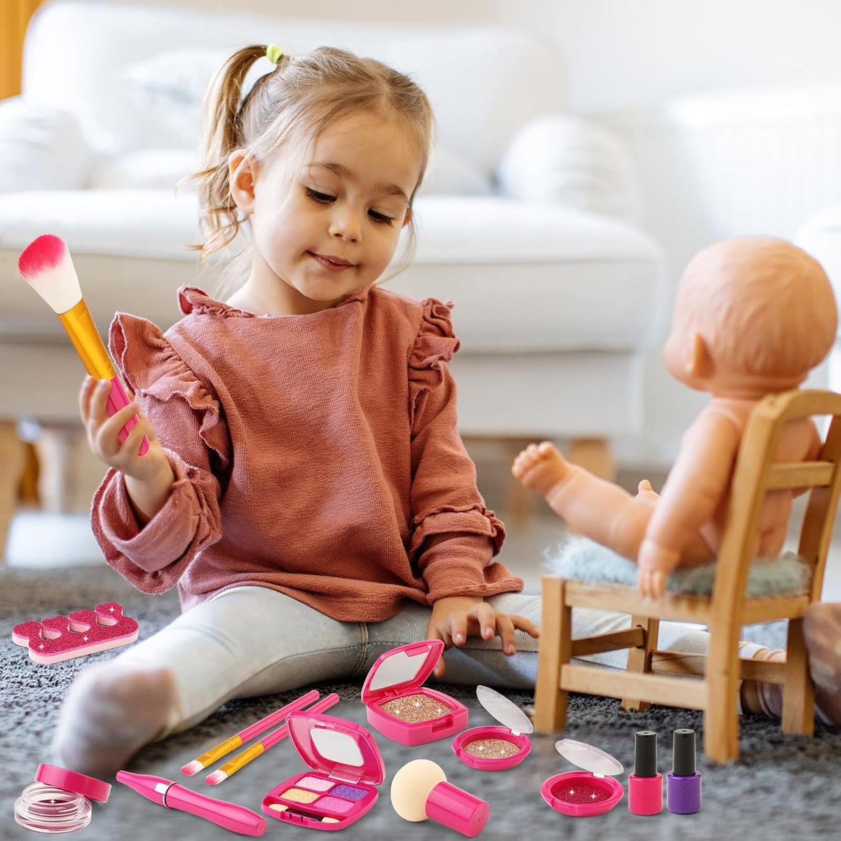 Kit de maquillaje de simulación para regalo de niña de 3, 4, 5 años...