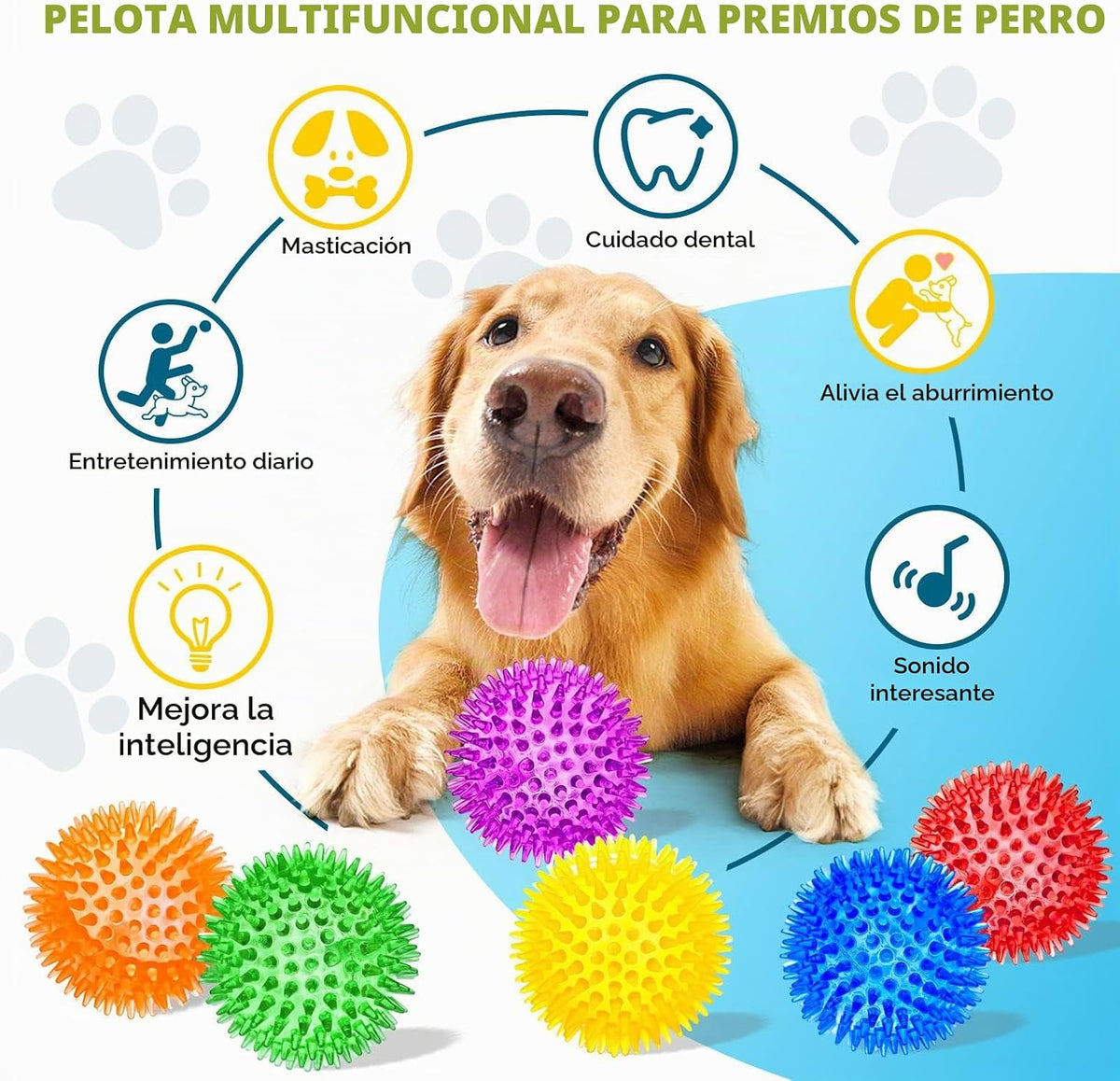 SHARLOVY Pelota de juguetes para perros grandes de 3.5", paquet...