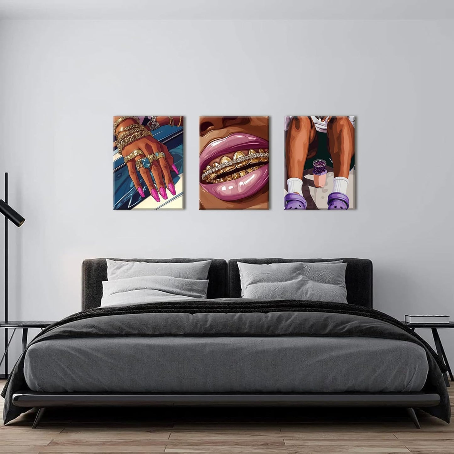 Juego de 3 pinturas enmarcadas para pared de chicas negras, pintura...