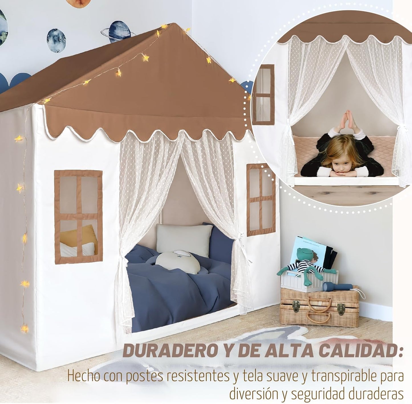Tienda de campaña para niños con alfombra, tienda de campaña grande...