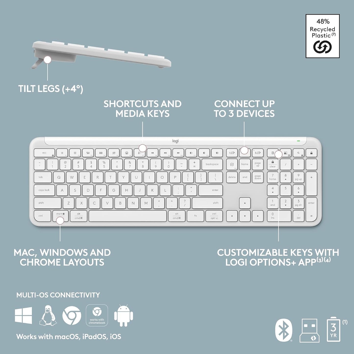 Logitech Signature Slim K950 Teclado inalámbrico con escritura sile...