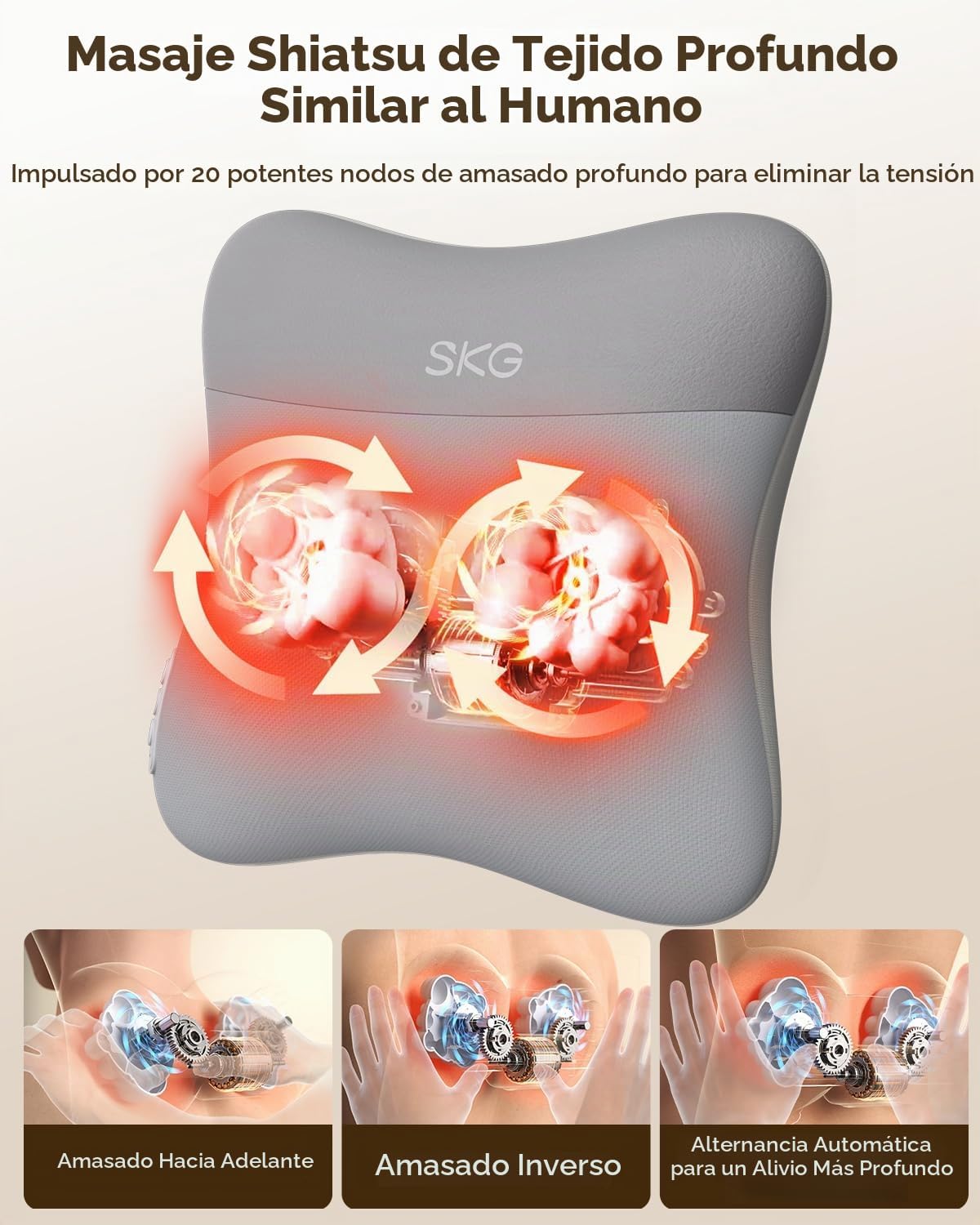 SKG VS500 Masajeador de espalda inalámbrico para aliviar el estrés...